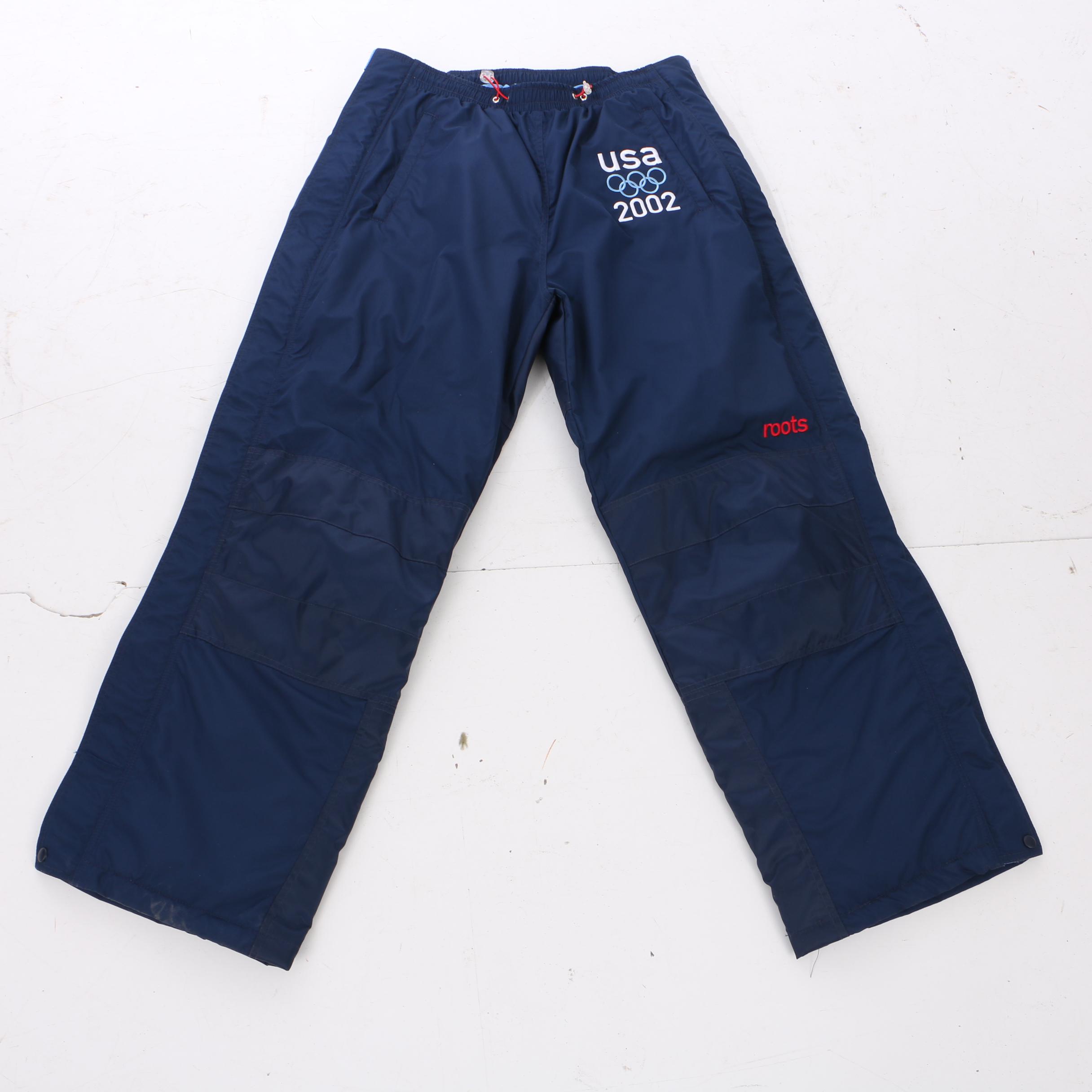 Roots Polyester Warm Up Pants for Salt Lake 2002 USA Olympic Team