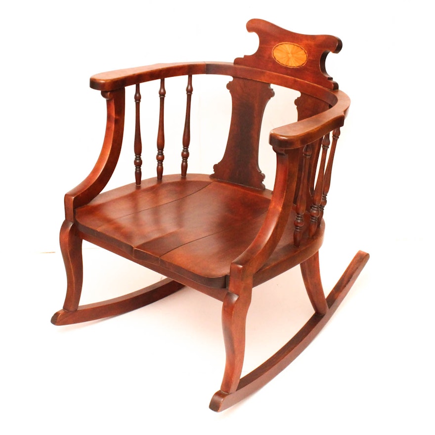 Vintage Mahogany Inlaid Rocking Chair