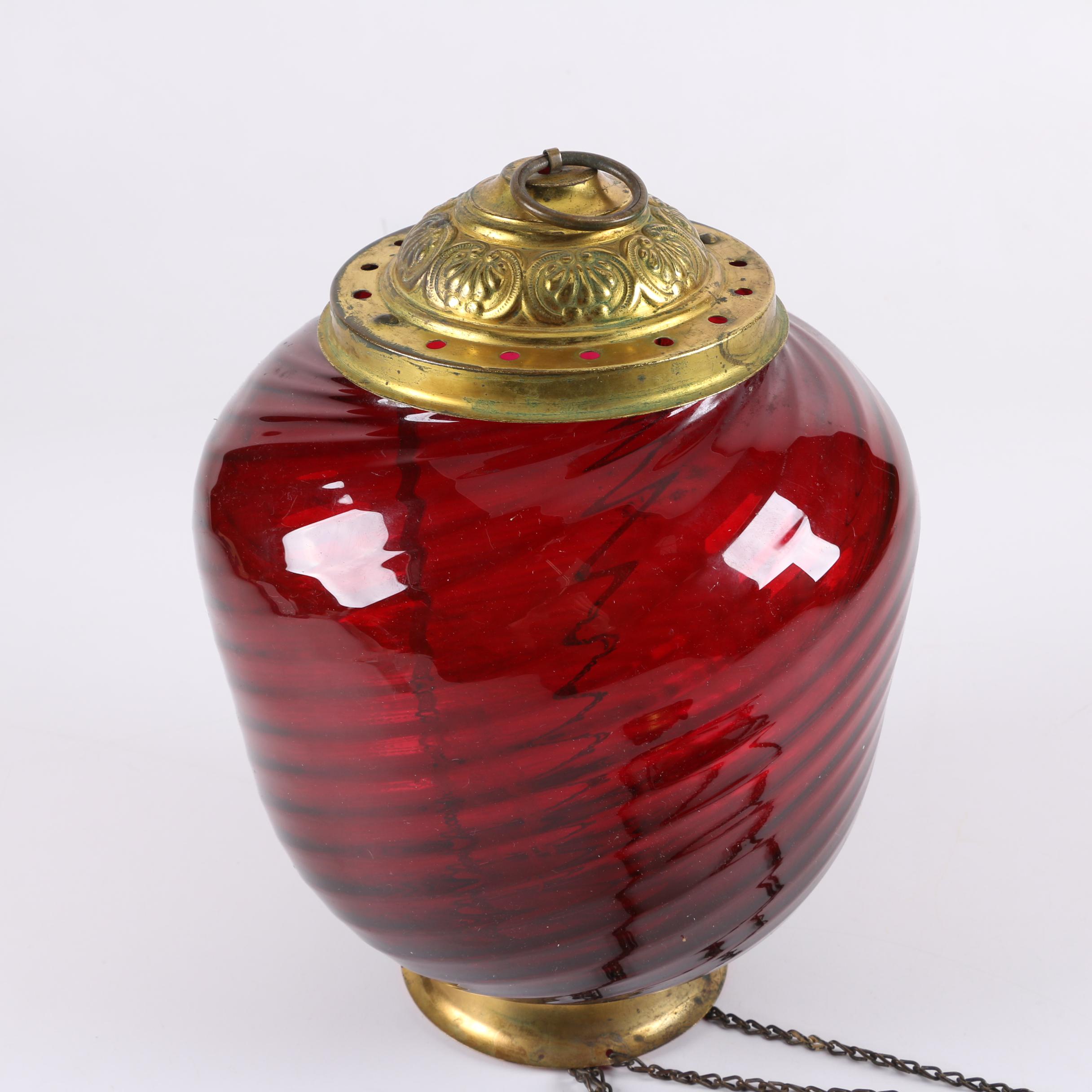 Antique Ruby Glass Hanging Pendant