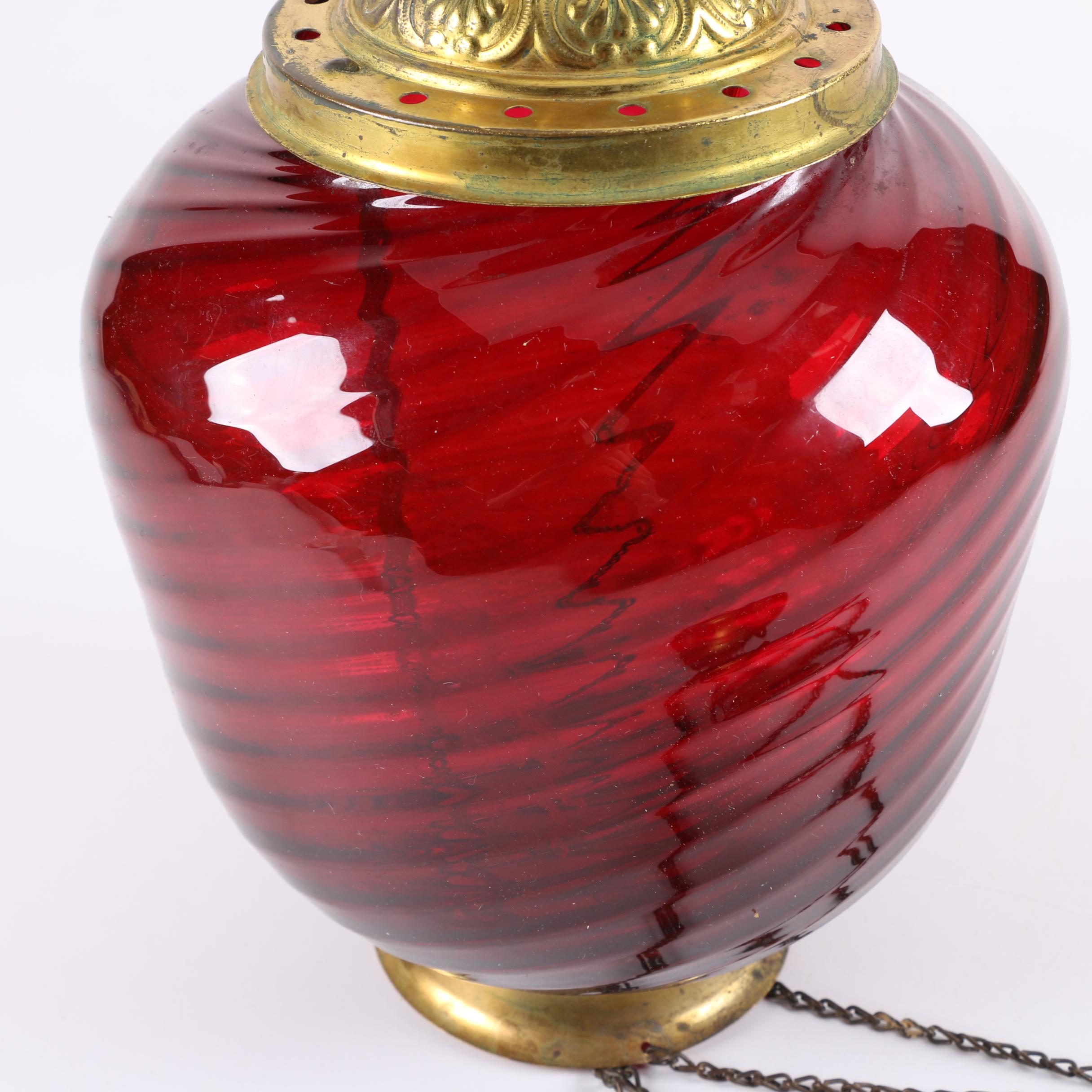 Antique Ruby Glass Hanging Pendant