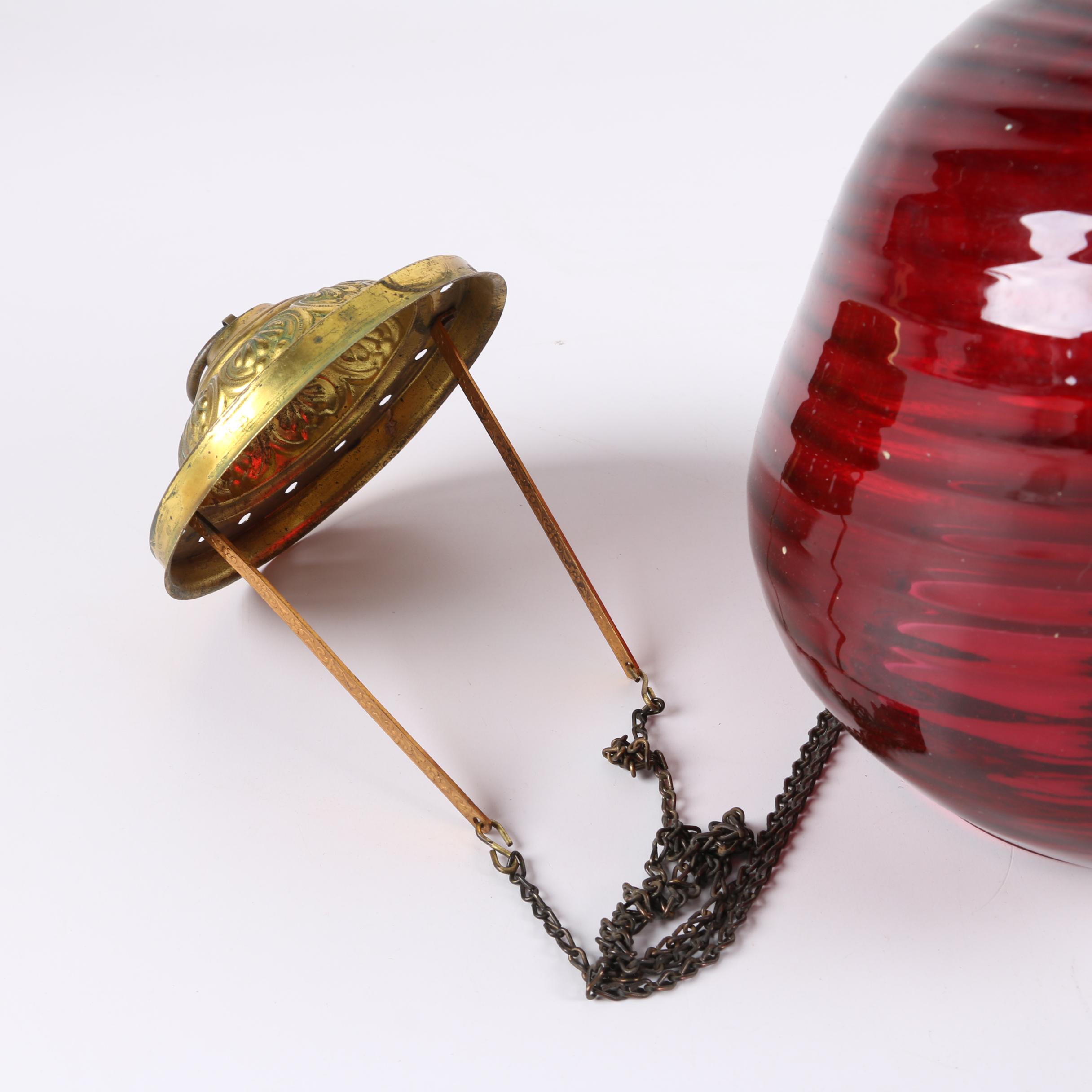 Antique Ruby Glass Hanging Pendant