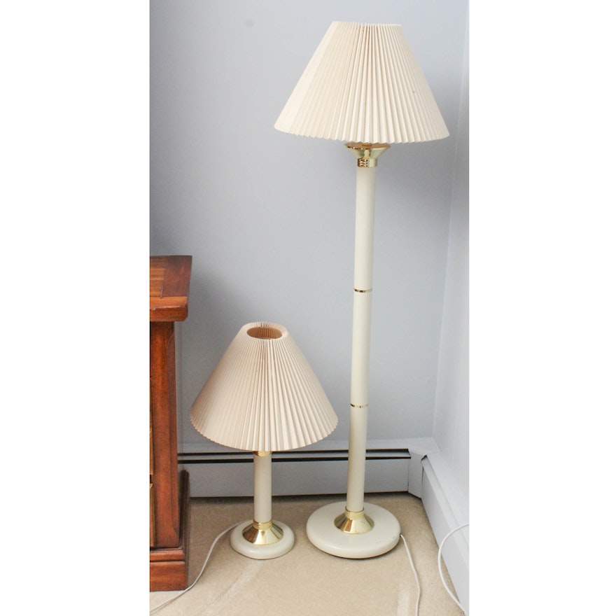 Contemporary White Metal Floor and Table Lamps