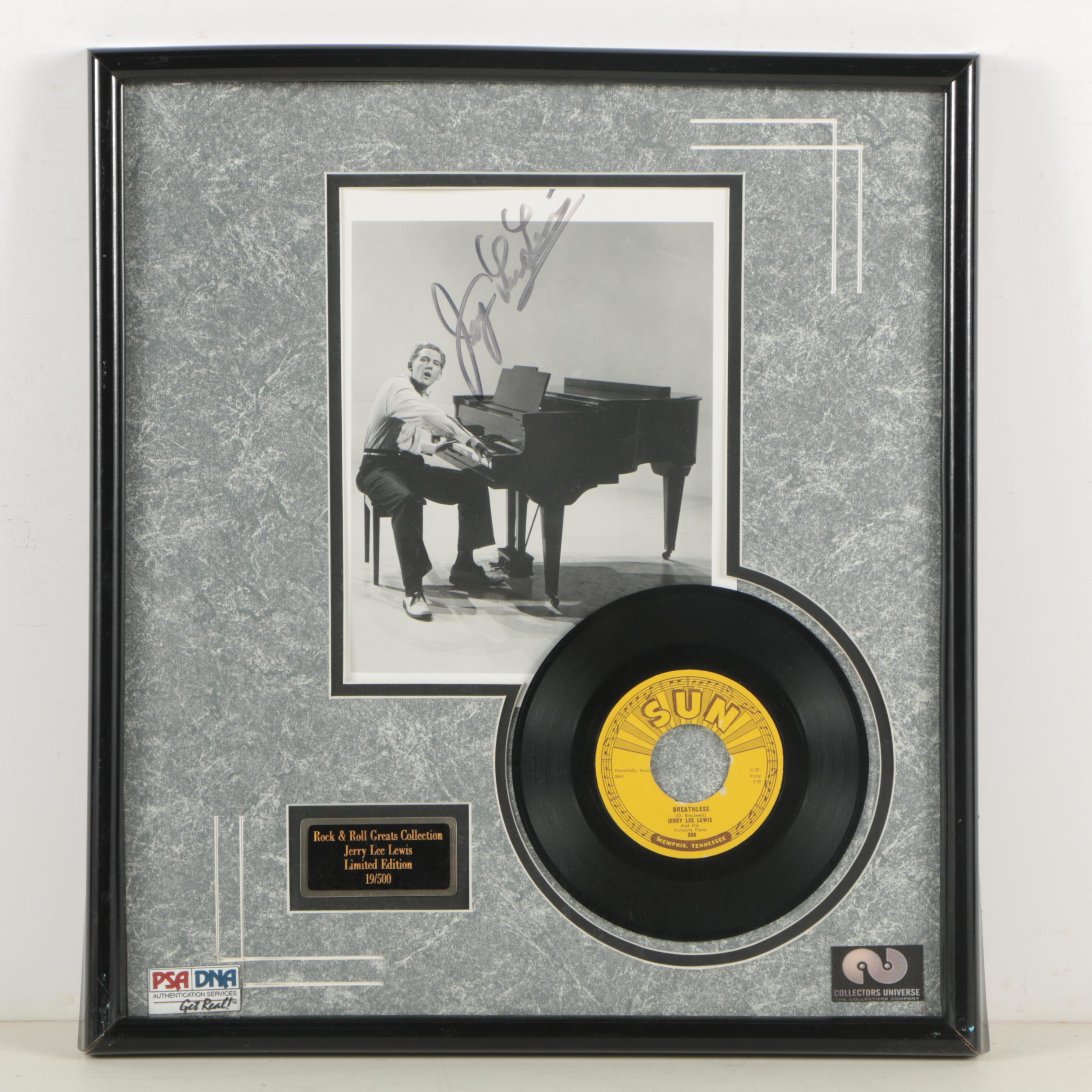Jerry Lee Lewis Autographed Photo and Record "Breathless" - PSA/DNA COA