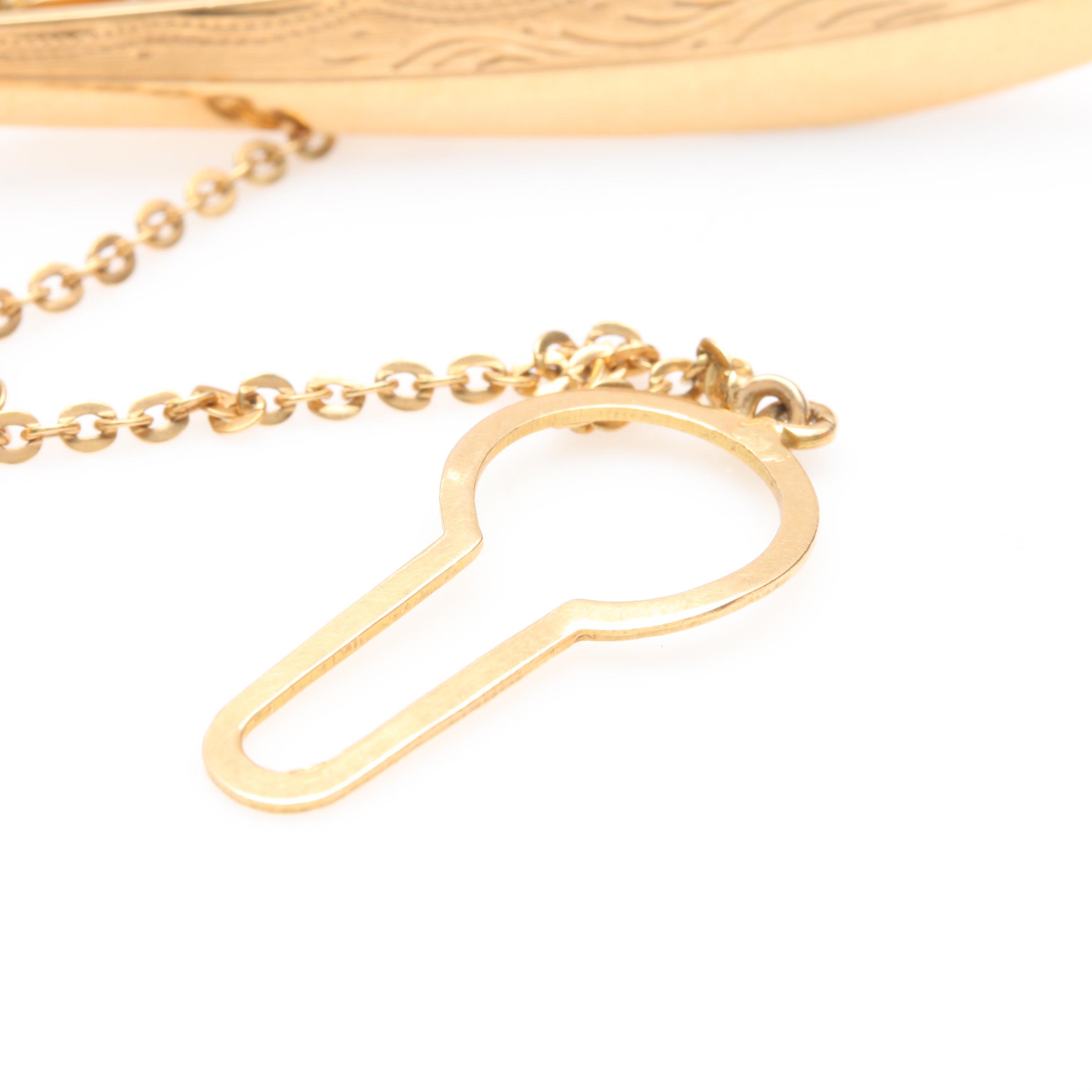 18K Yellow Gold Red Glass Saif Sword Tie Clip