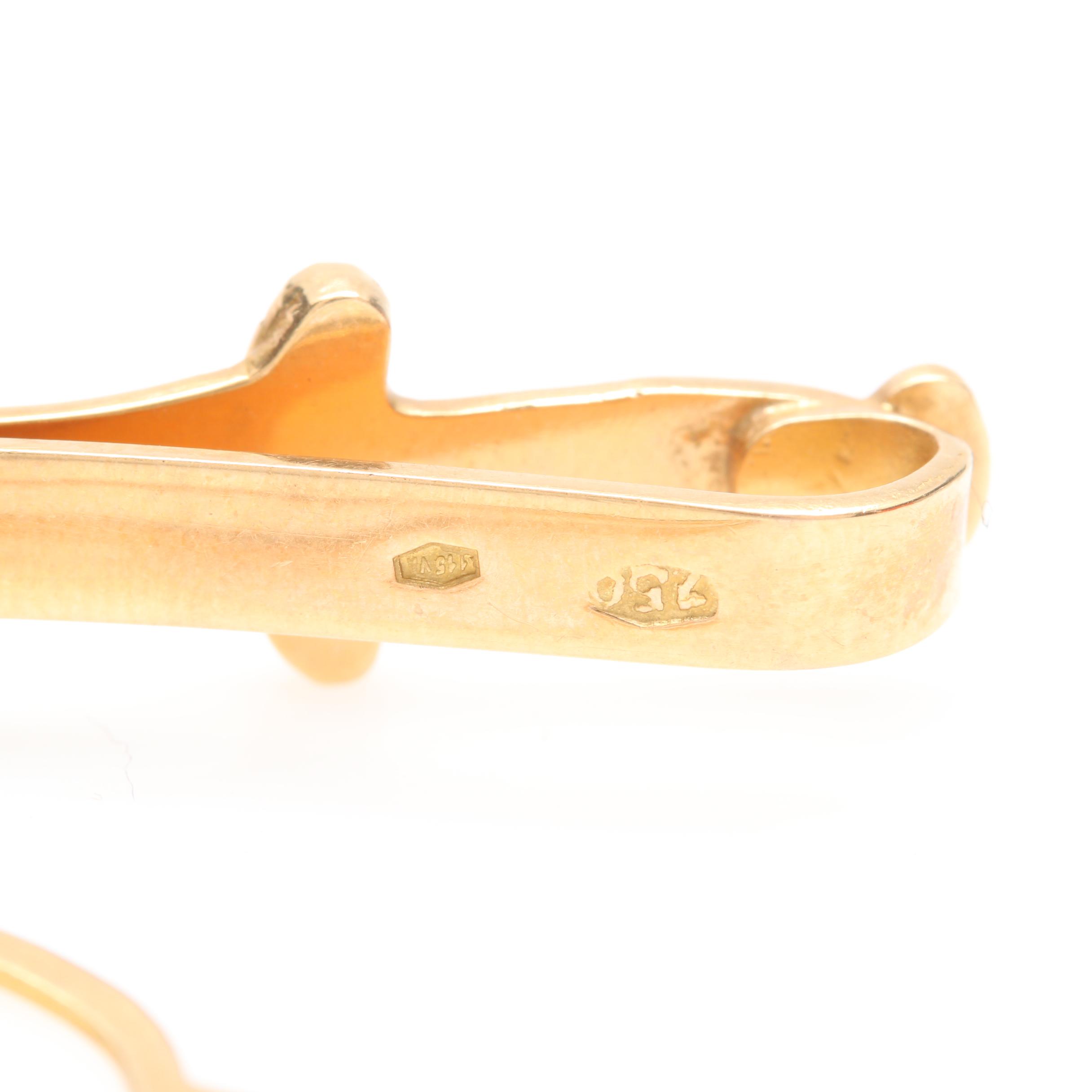 18K Yellow Gold Red Glass Saif Sword Tie Clip