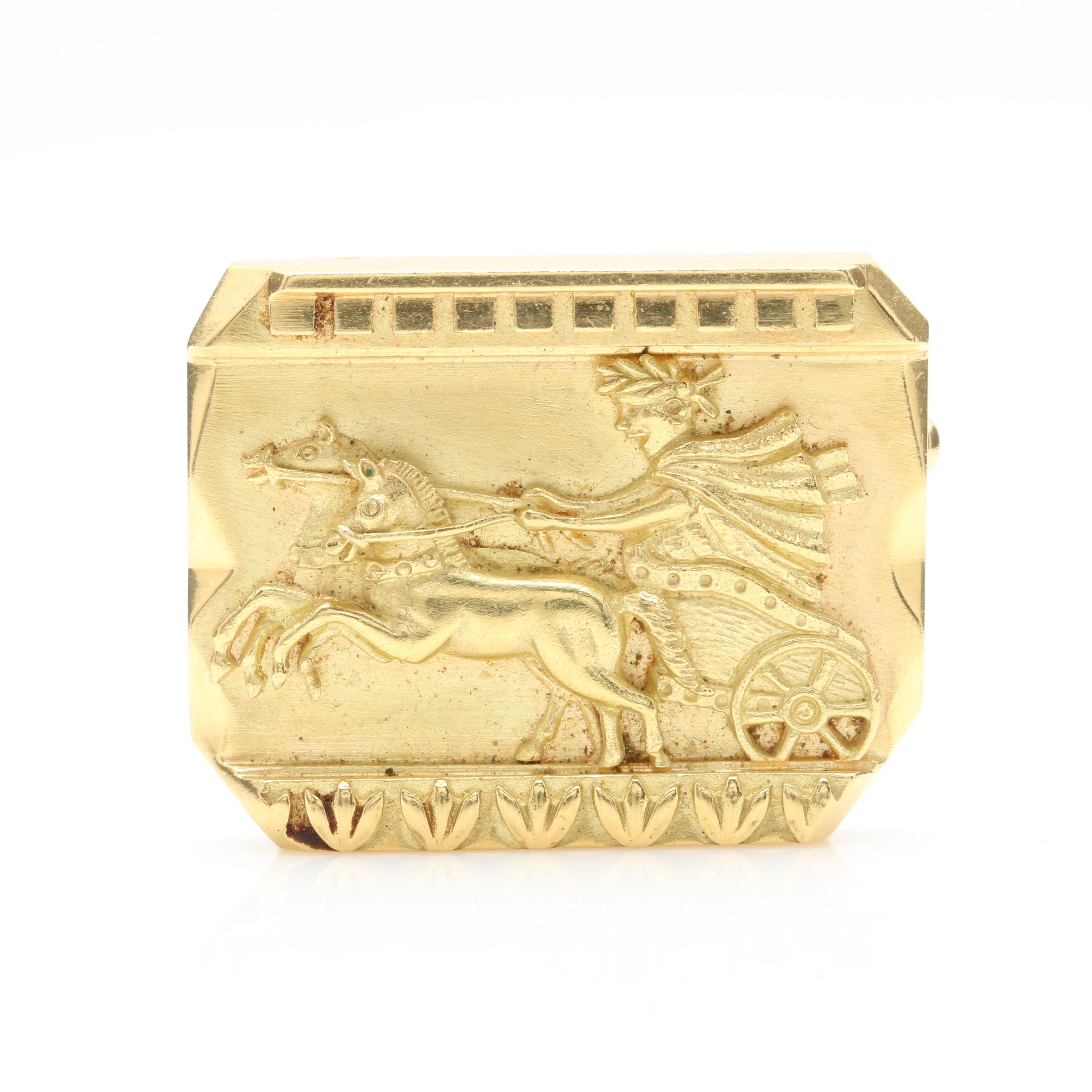 18K Yellow Gold Chariot Brooch