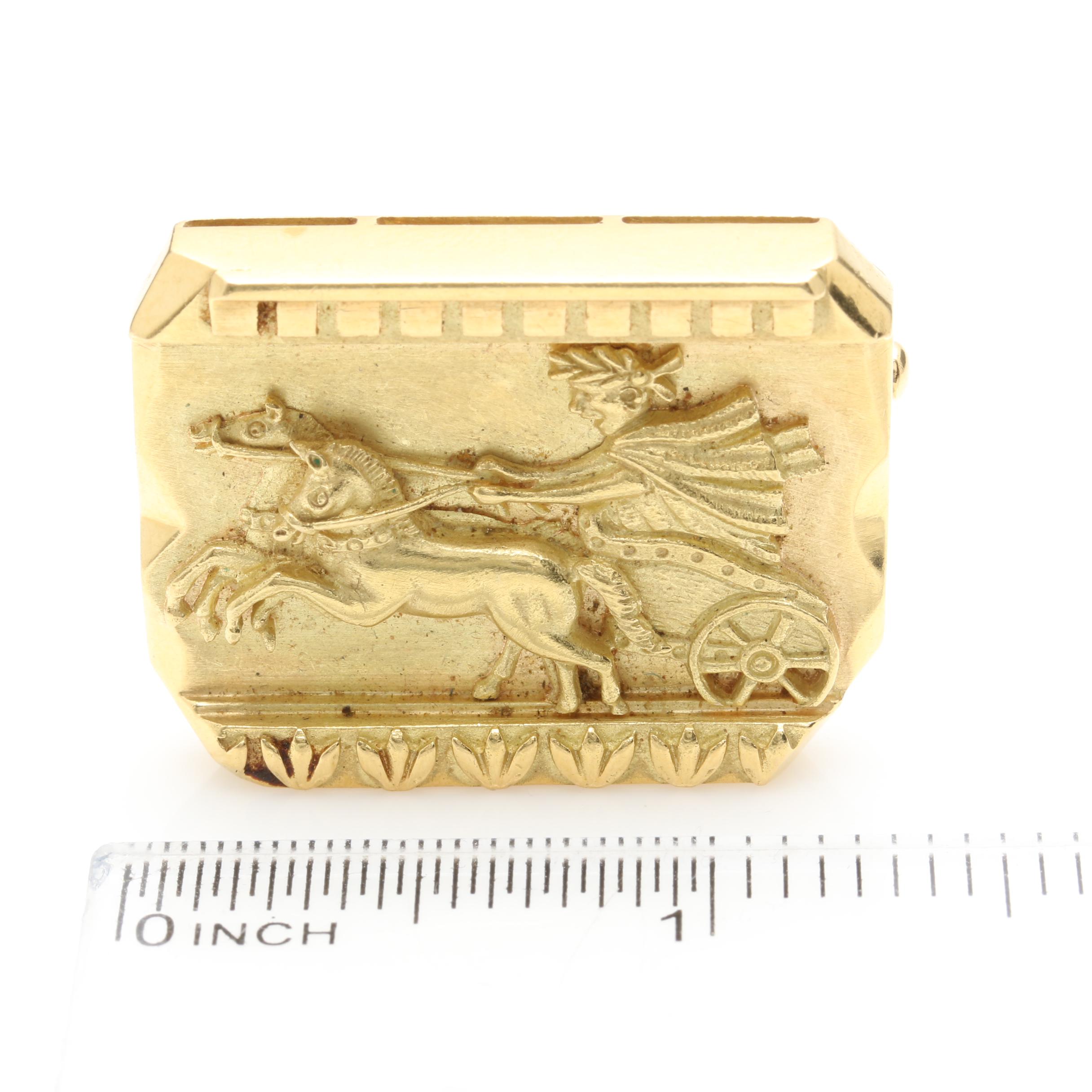 18K Yellow Gold Chariot Brooch