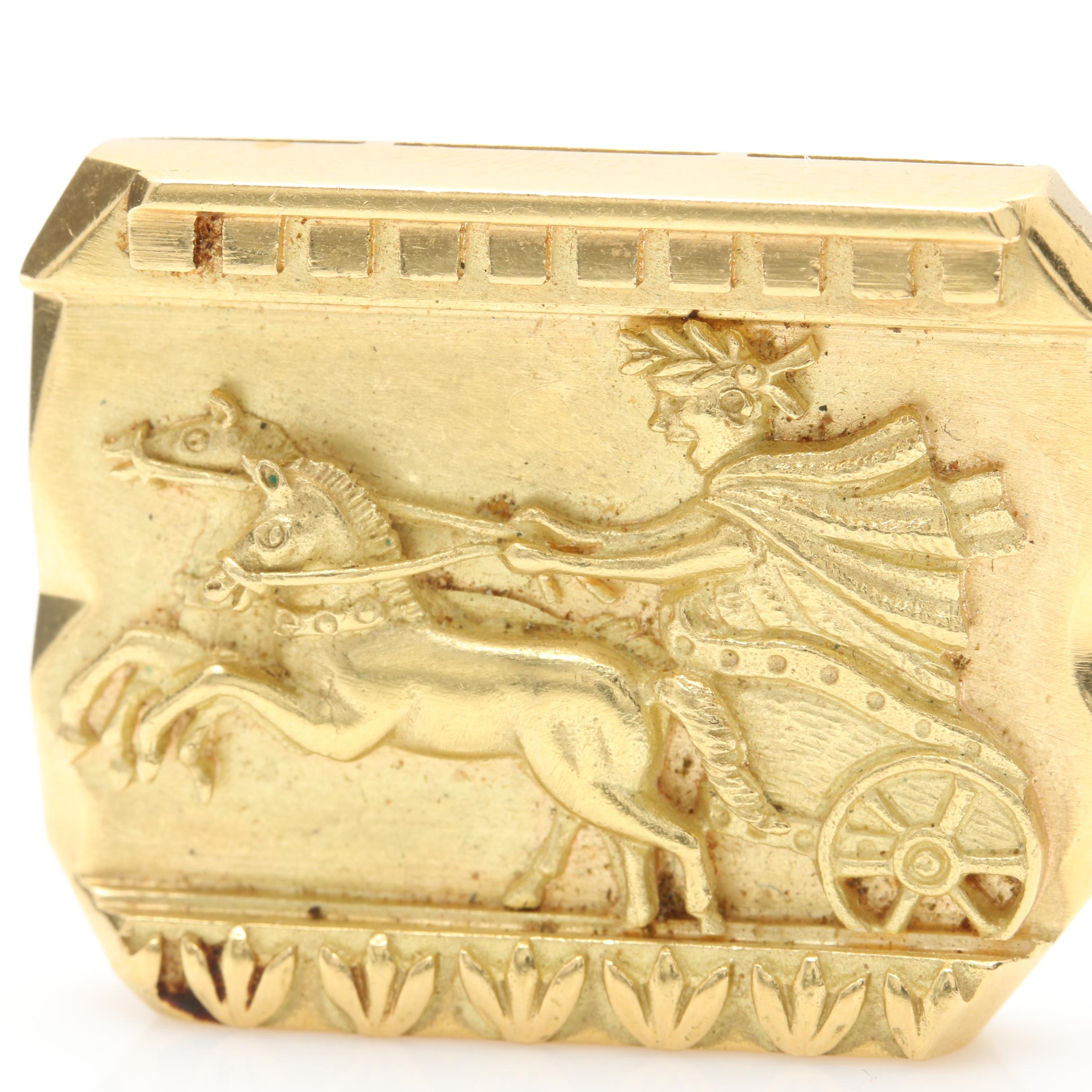 18K Yellow Gold Chariot Brooch
