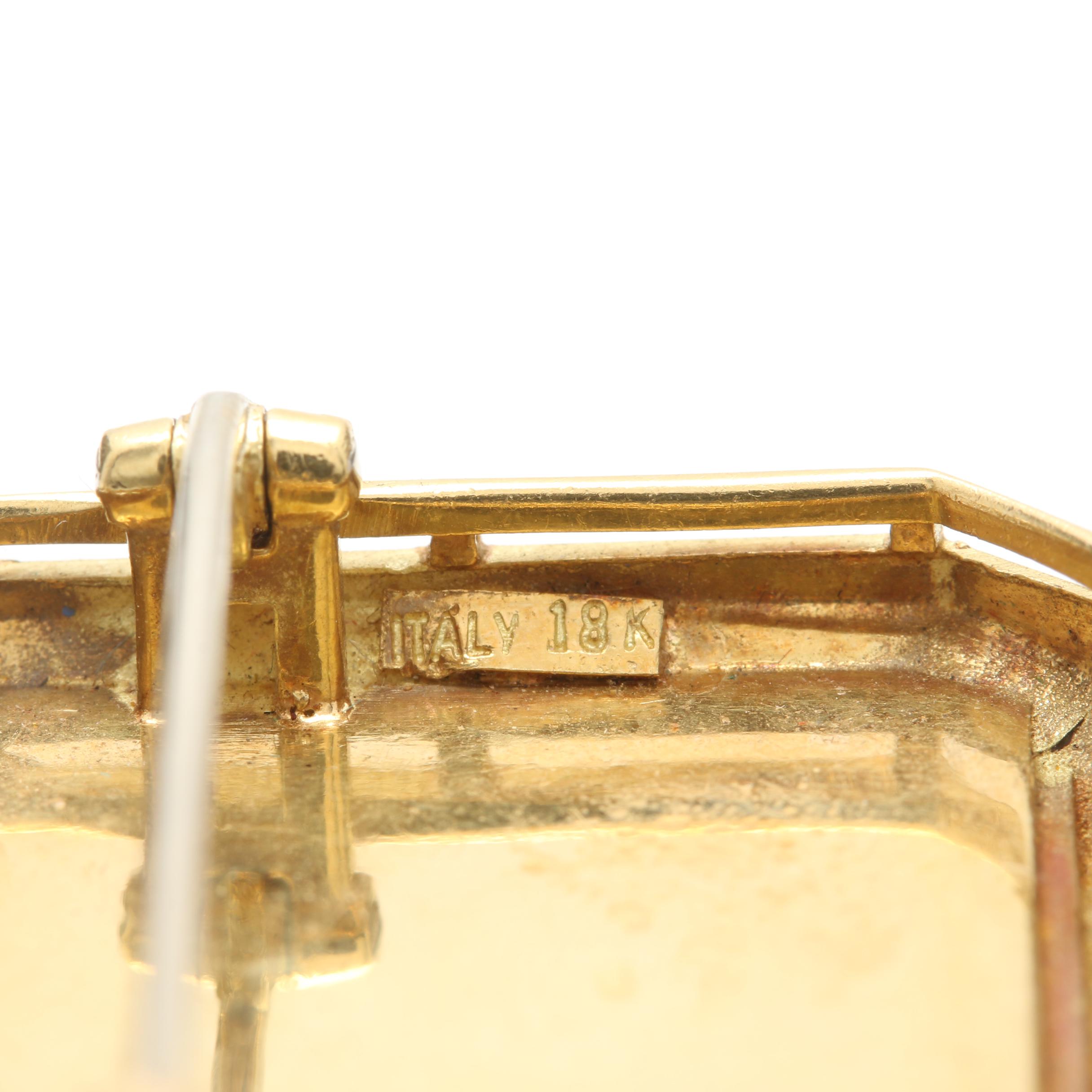 18K Yellow Gold Chariot Brooch