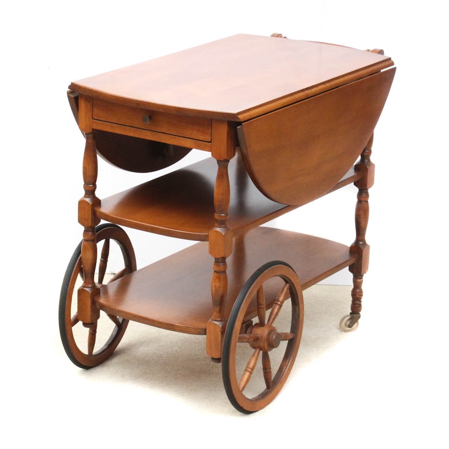 Vintage Solid Wood Bar Cart