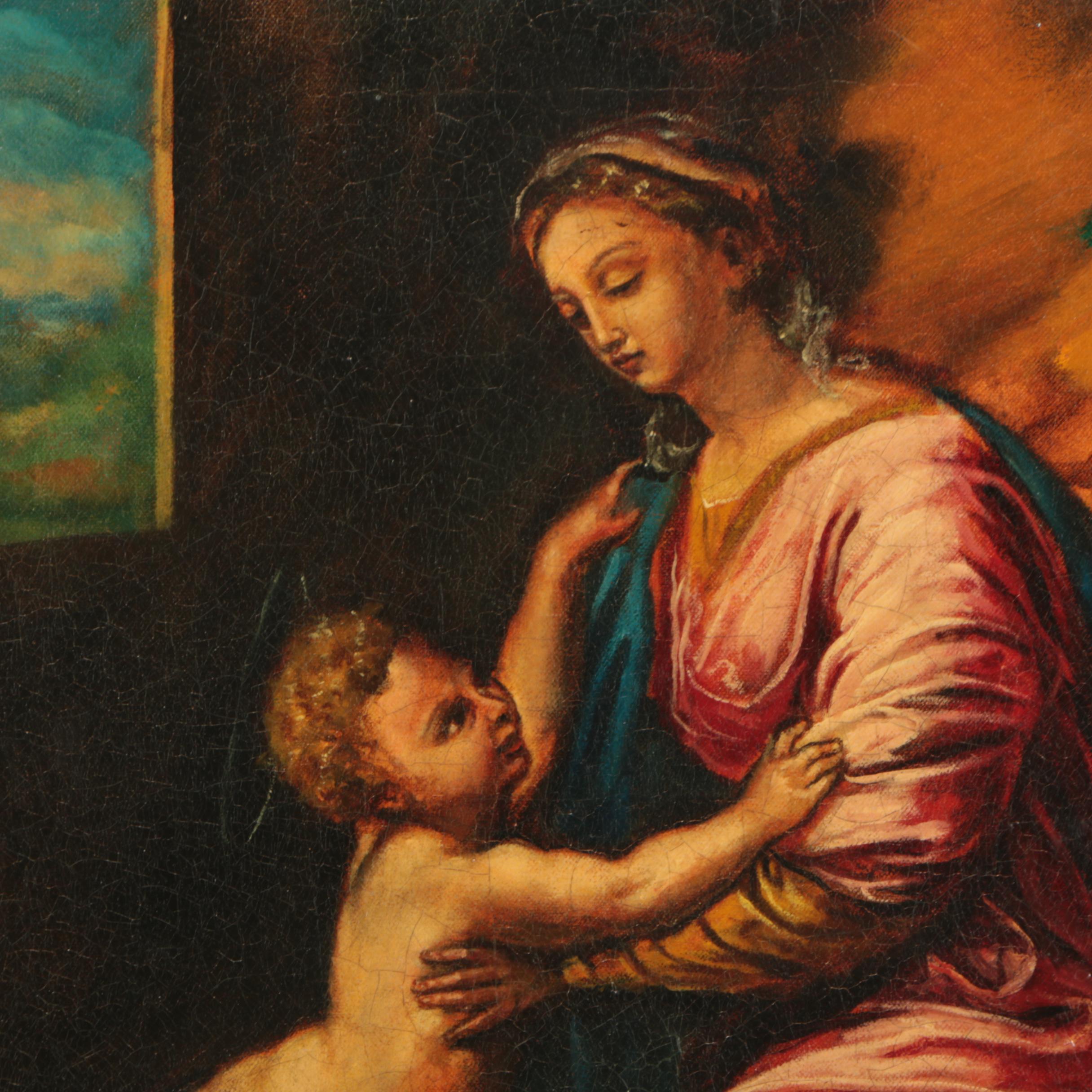 Goldman Oil Painting After Detail of Raphael's "The Holy Family of Francis I"