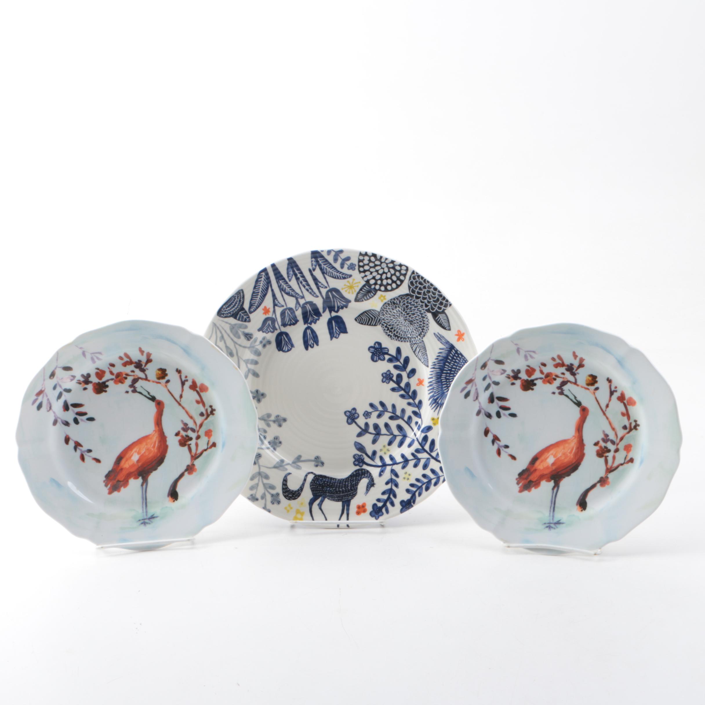 Indonesian Bird Plates and Anthropologie "Saga" Gather Round Plate