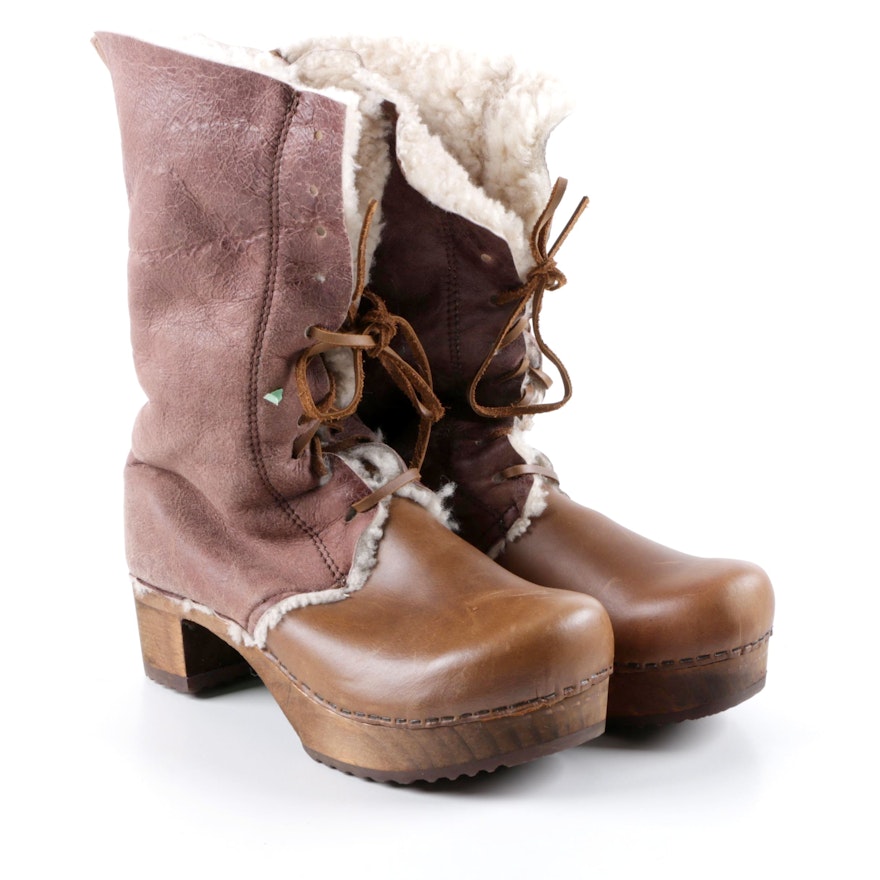 Sanita Brown Shearling and Leather Boots