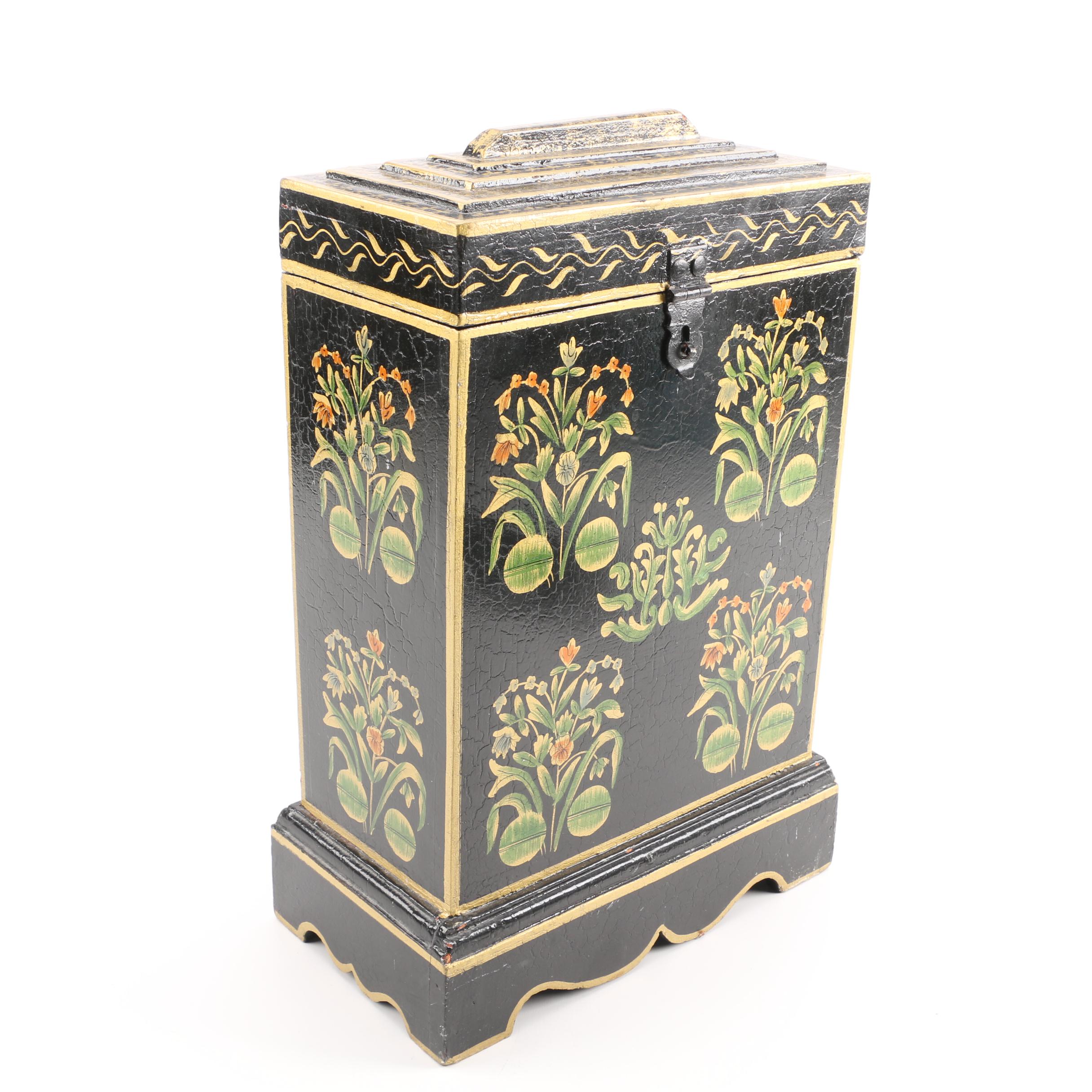 Painted Wooden Liquor Bottle Cabinet