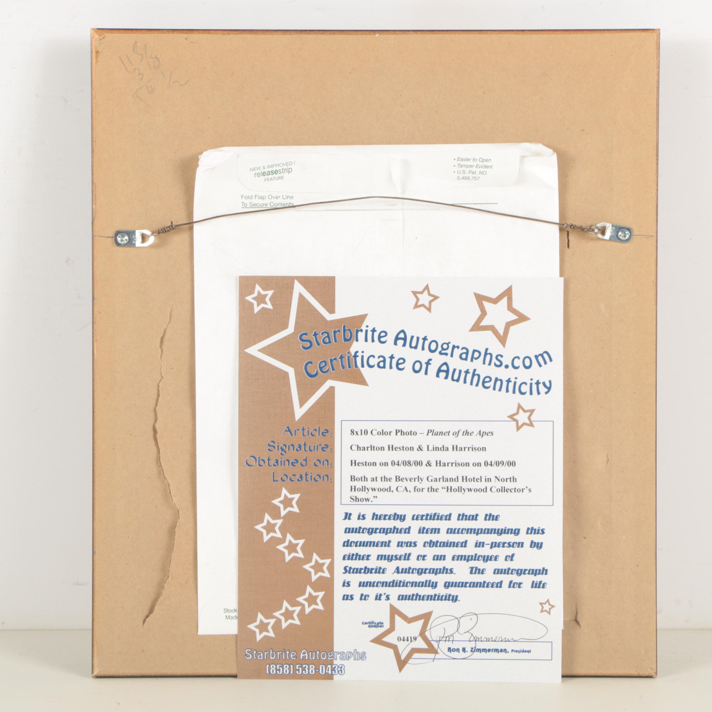 Charlton Heston and Linda Harrison Autographed Photo From "Planet of the Apes"