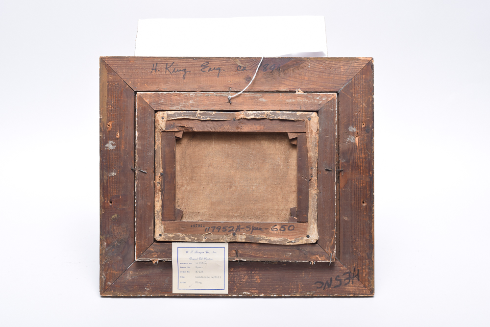 H. King Mid Century Oil Painting "Landscape with Mill"