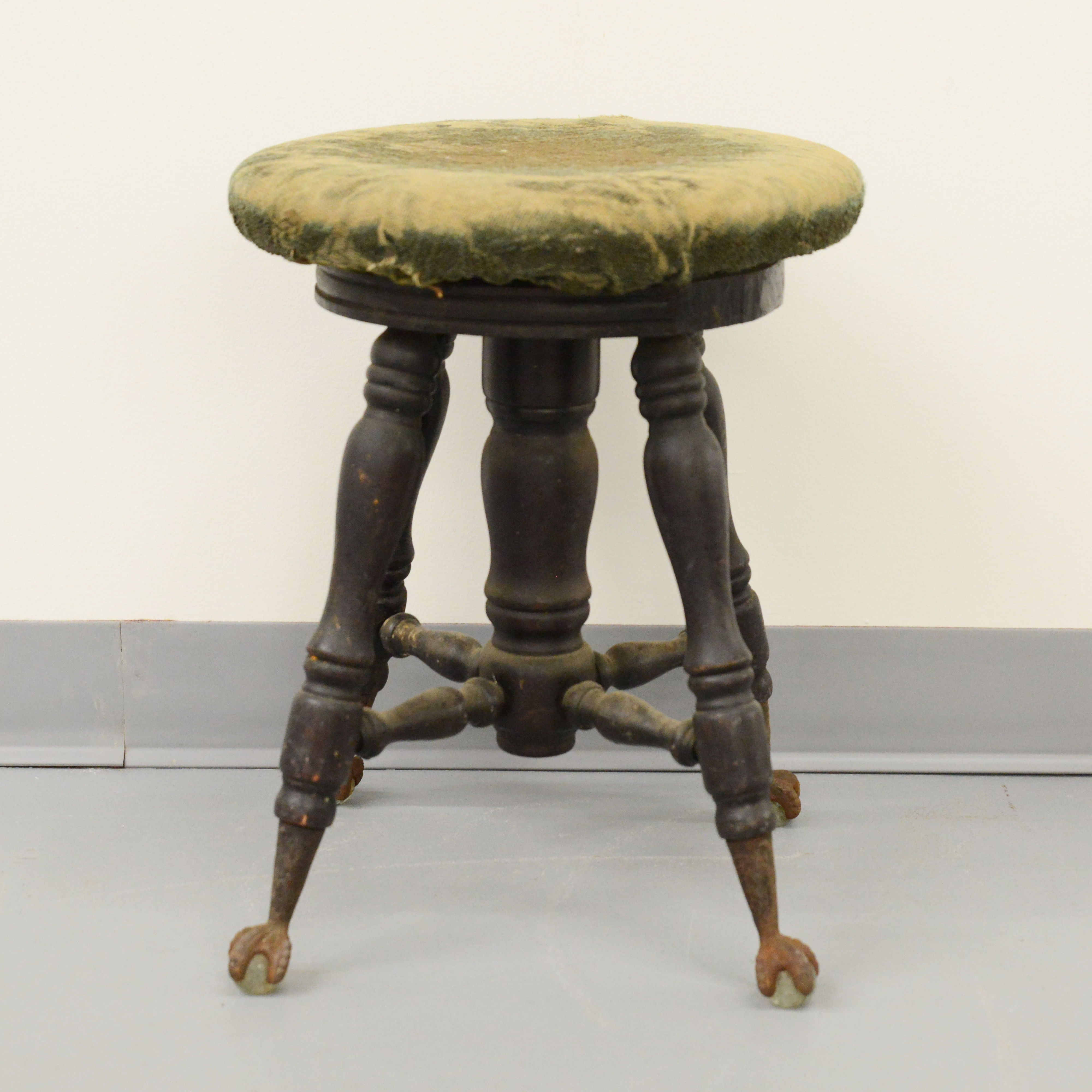 Victorian Glass Ball-in-Claw Piano Stool