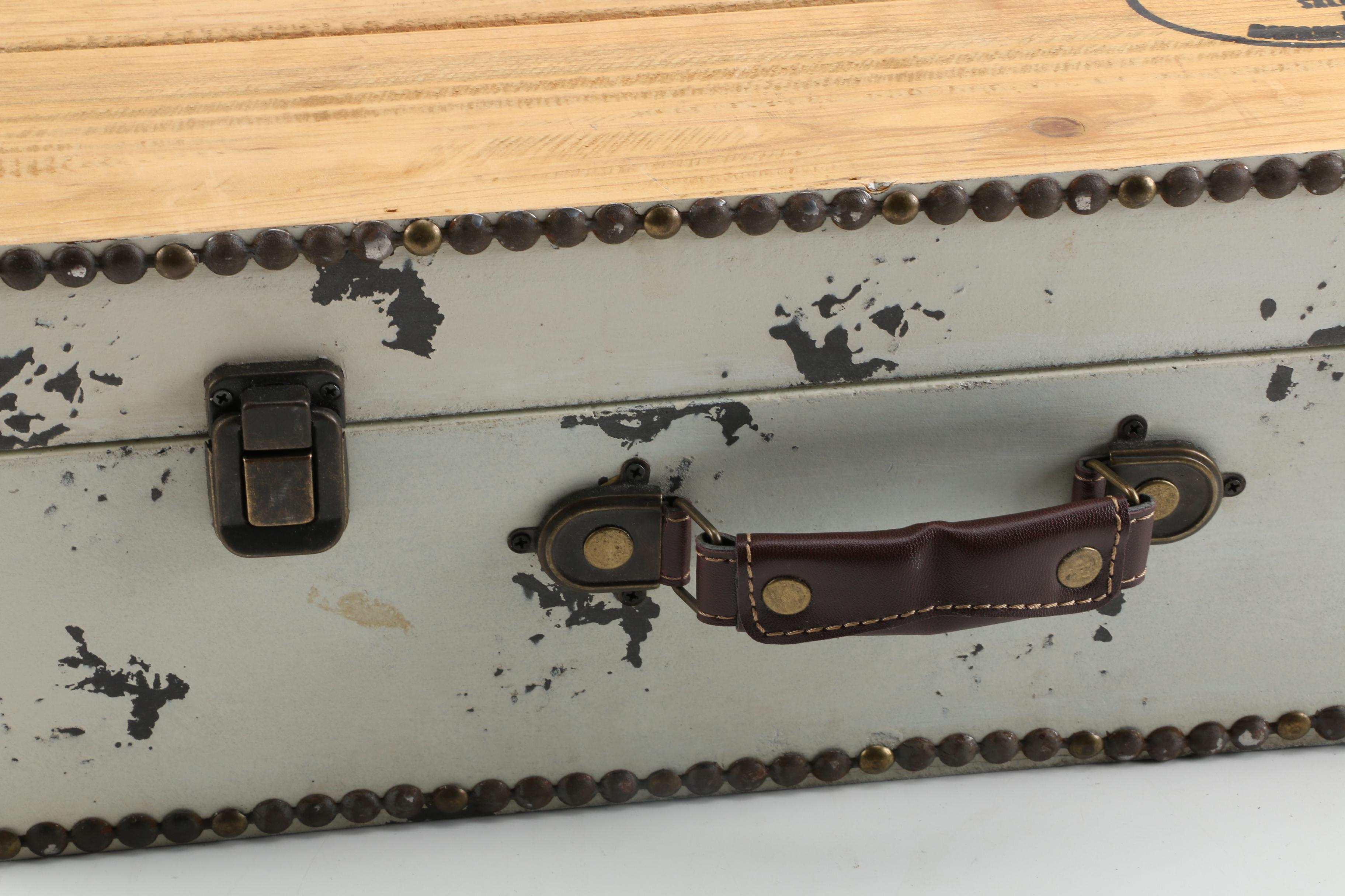 Distressed Luggage Style Storage Box