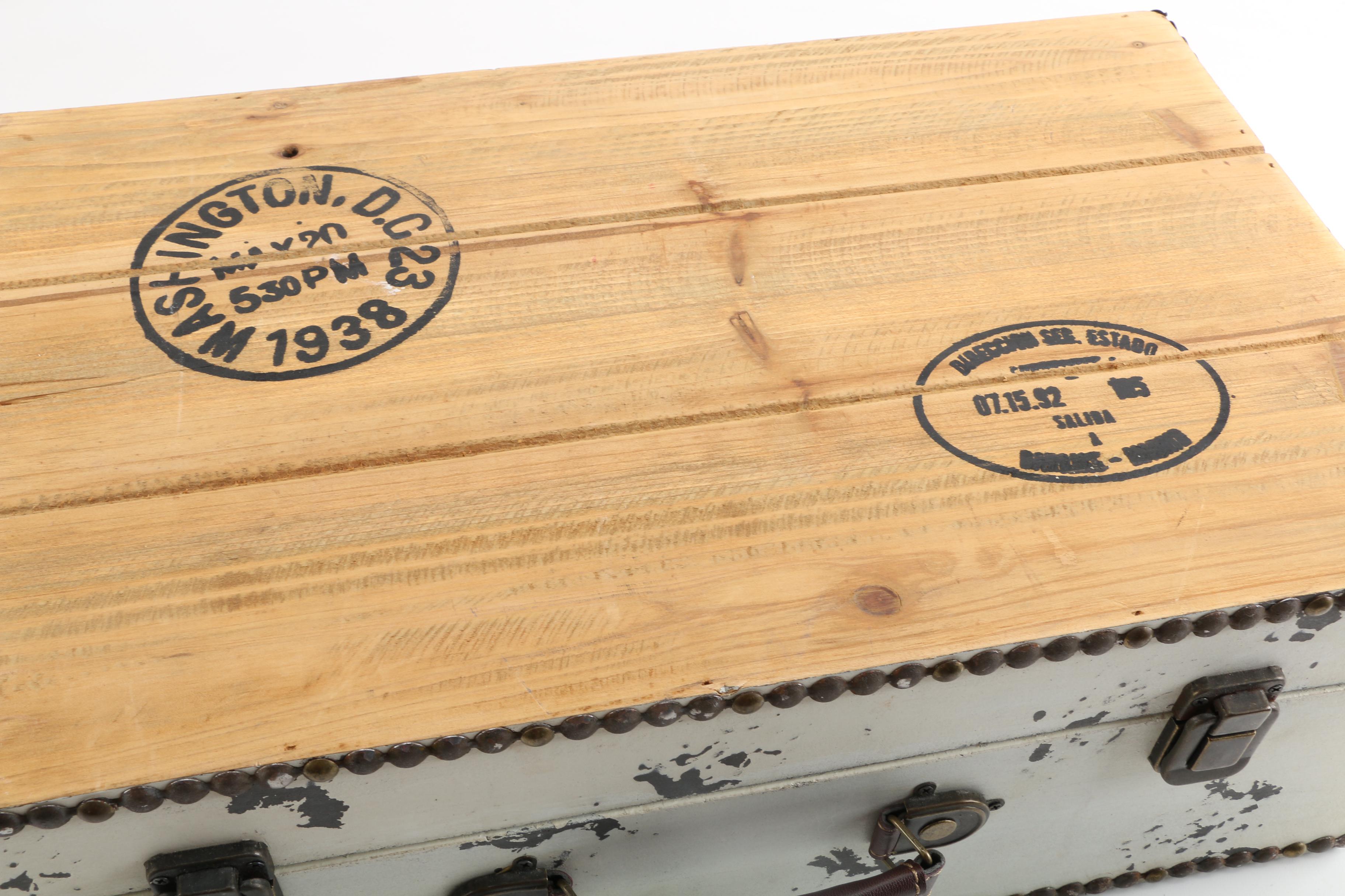 Distressed Luggage Style Storage Box