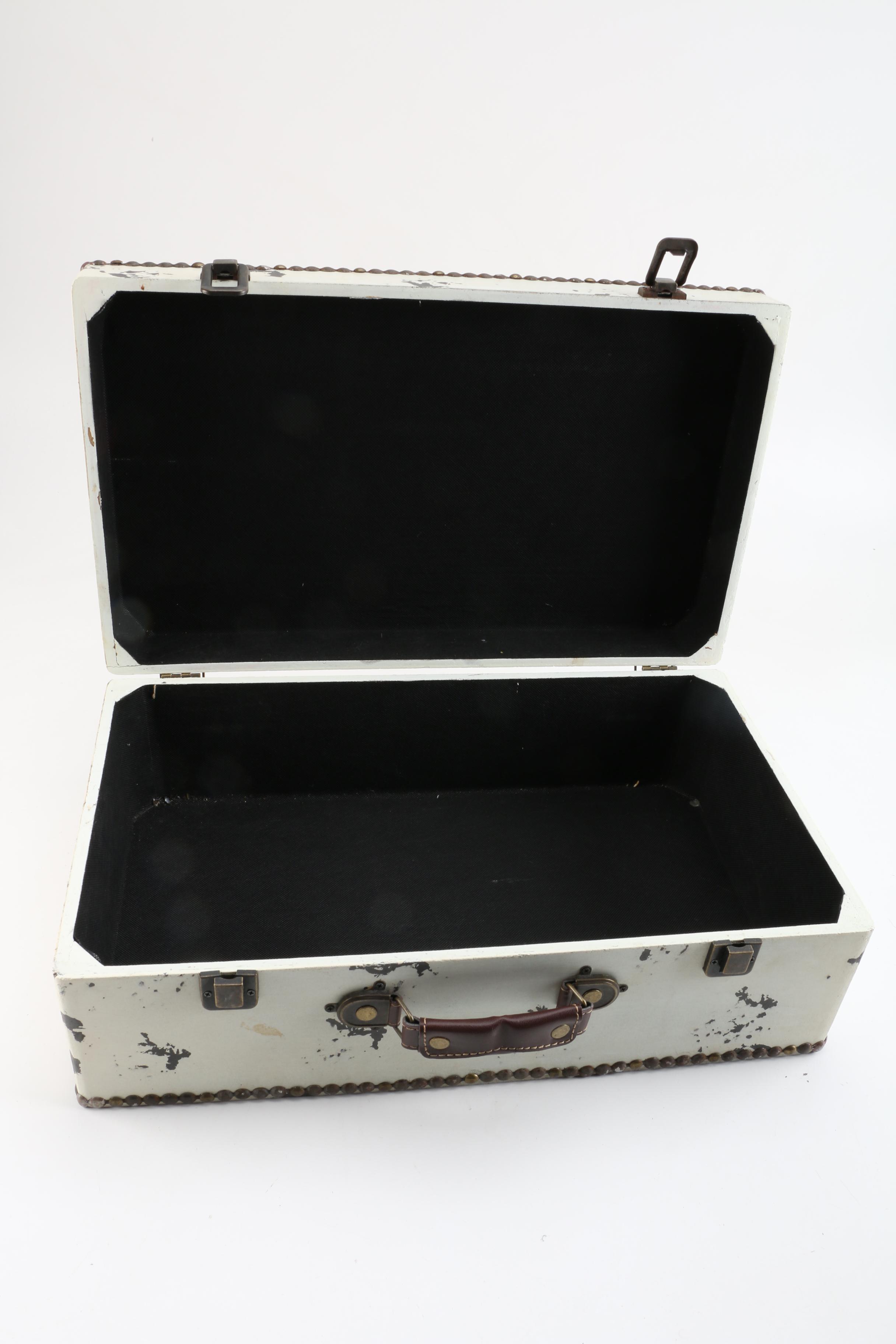 Distressed Luggage Style Storage Box
