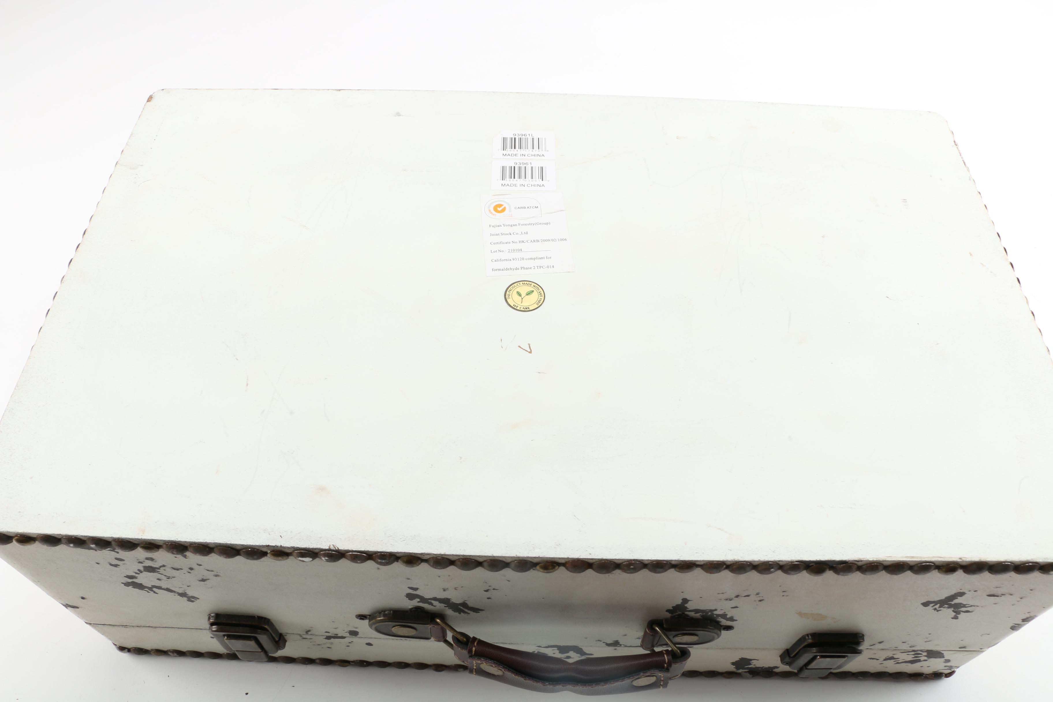 Distressed Luggage Style Storage Box