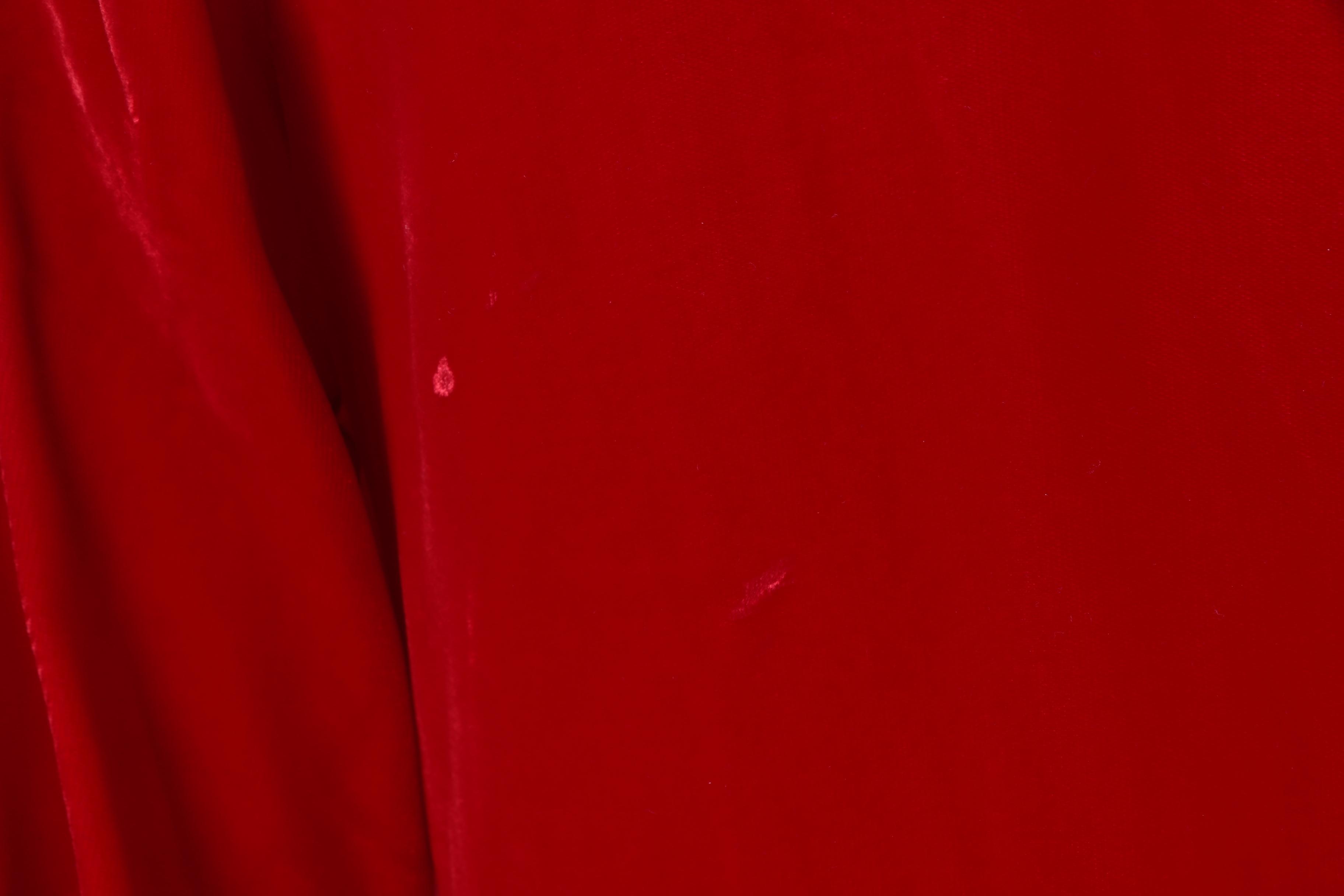 Circa 1960s Vintage Teena Paige Red Velvet Dress with Lace Ruffle Sleeve Cuffs