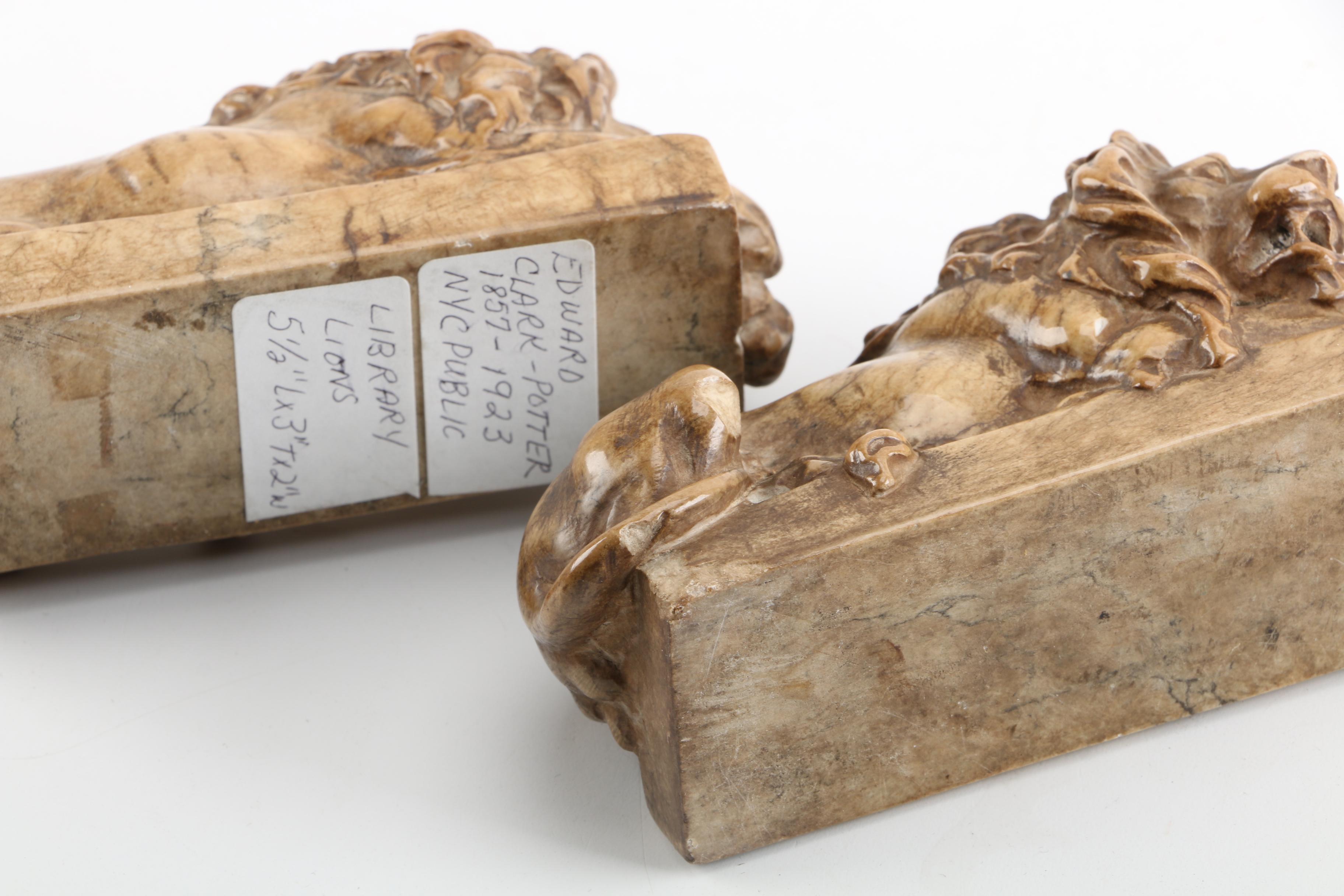Alabaster Lion Bookends