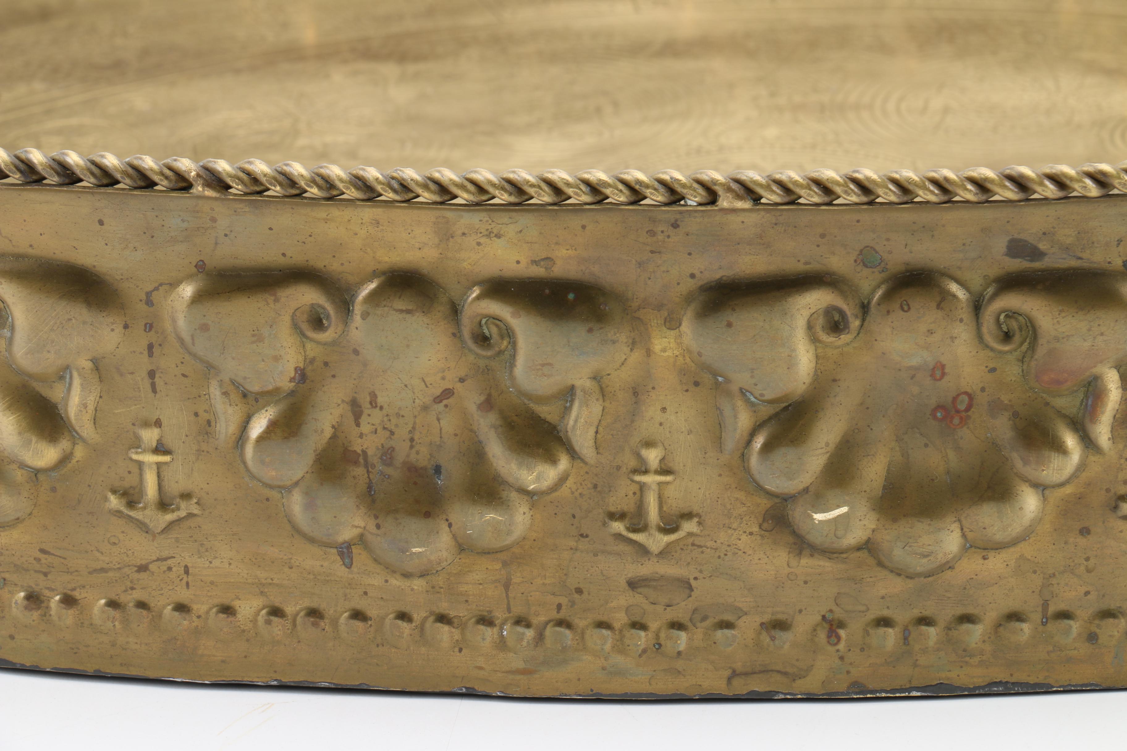 Brass Serving Tray with Anchor and Shell Motifs