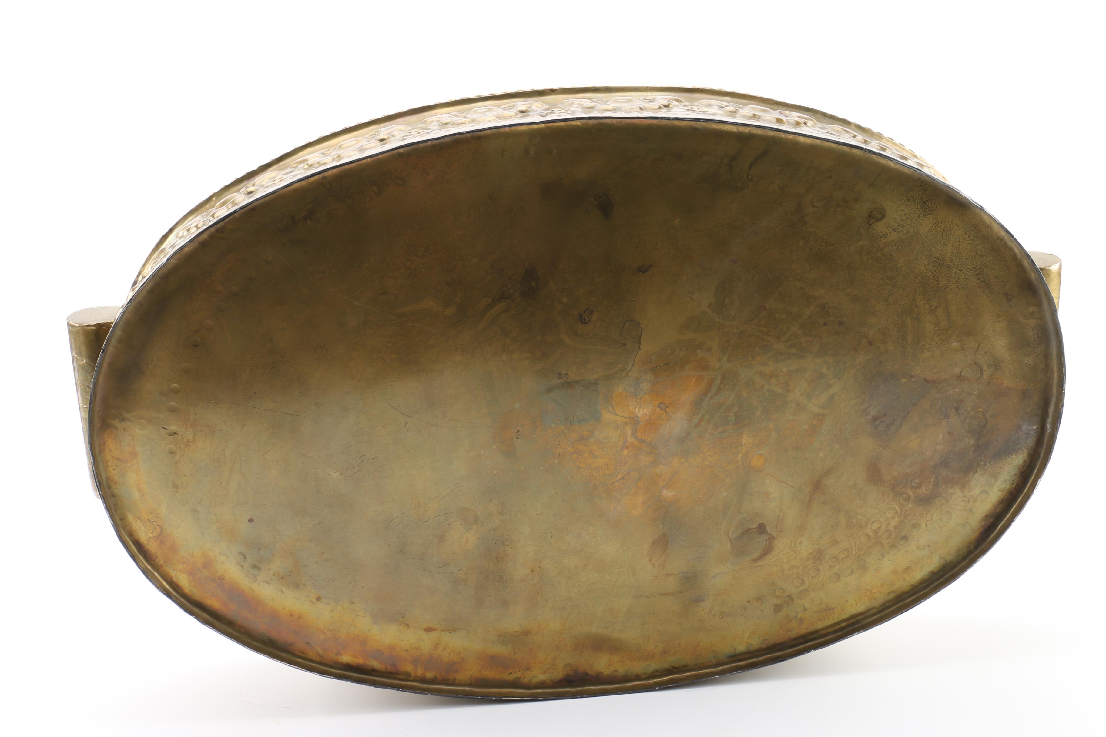 Brass Serving Tray with Anchor and Shell Motifs