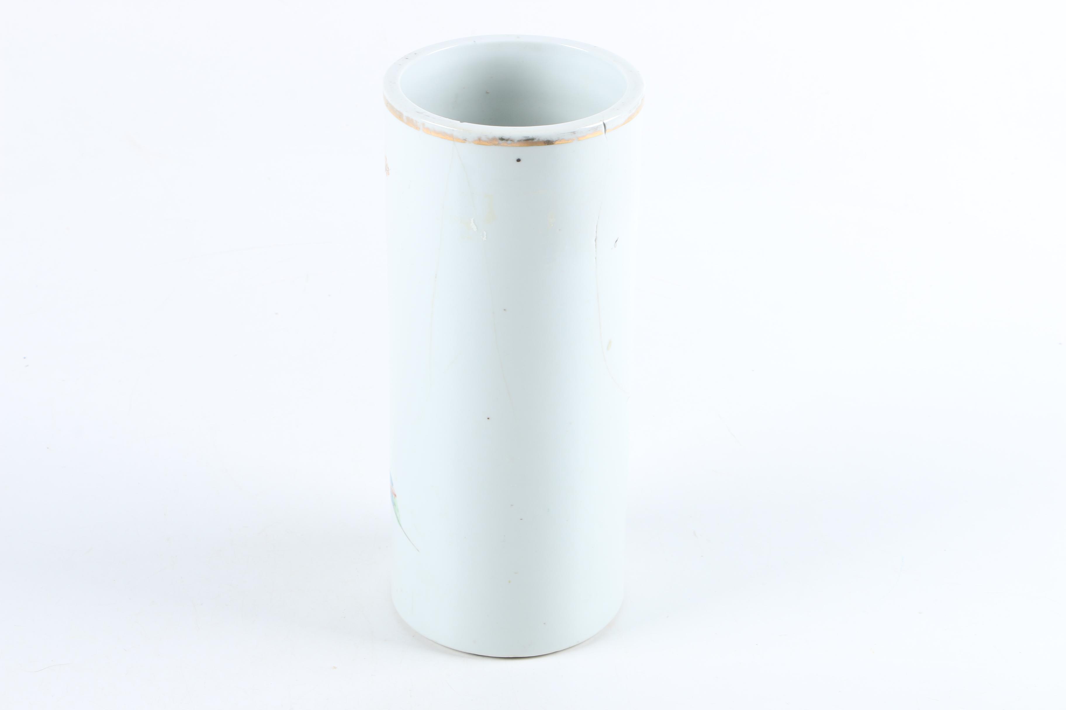 Chinese Porcelain Spill Vase with Biscuit Barrel