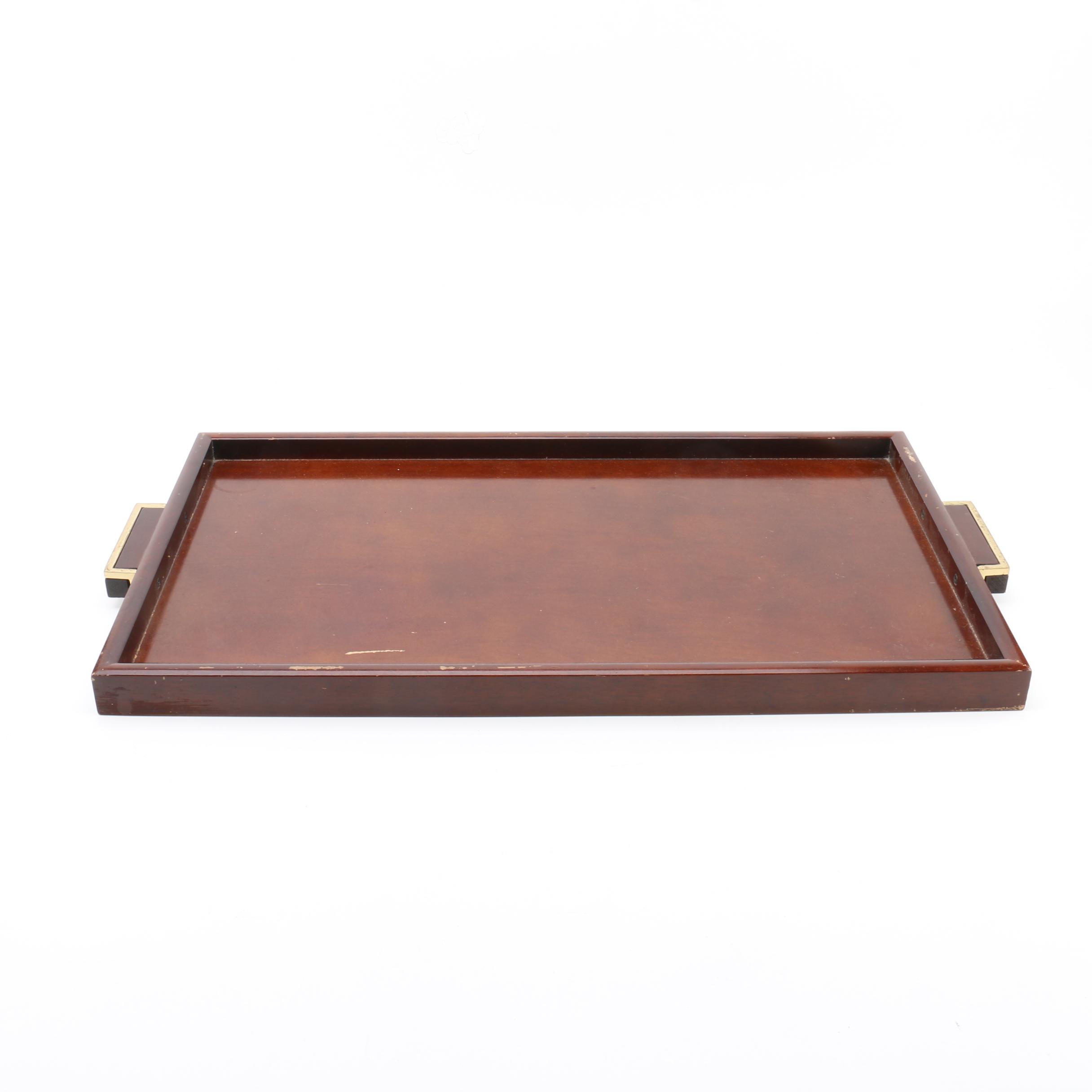 Wood and Brass Serving Tray