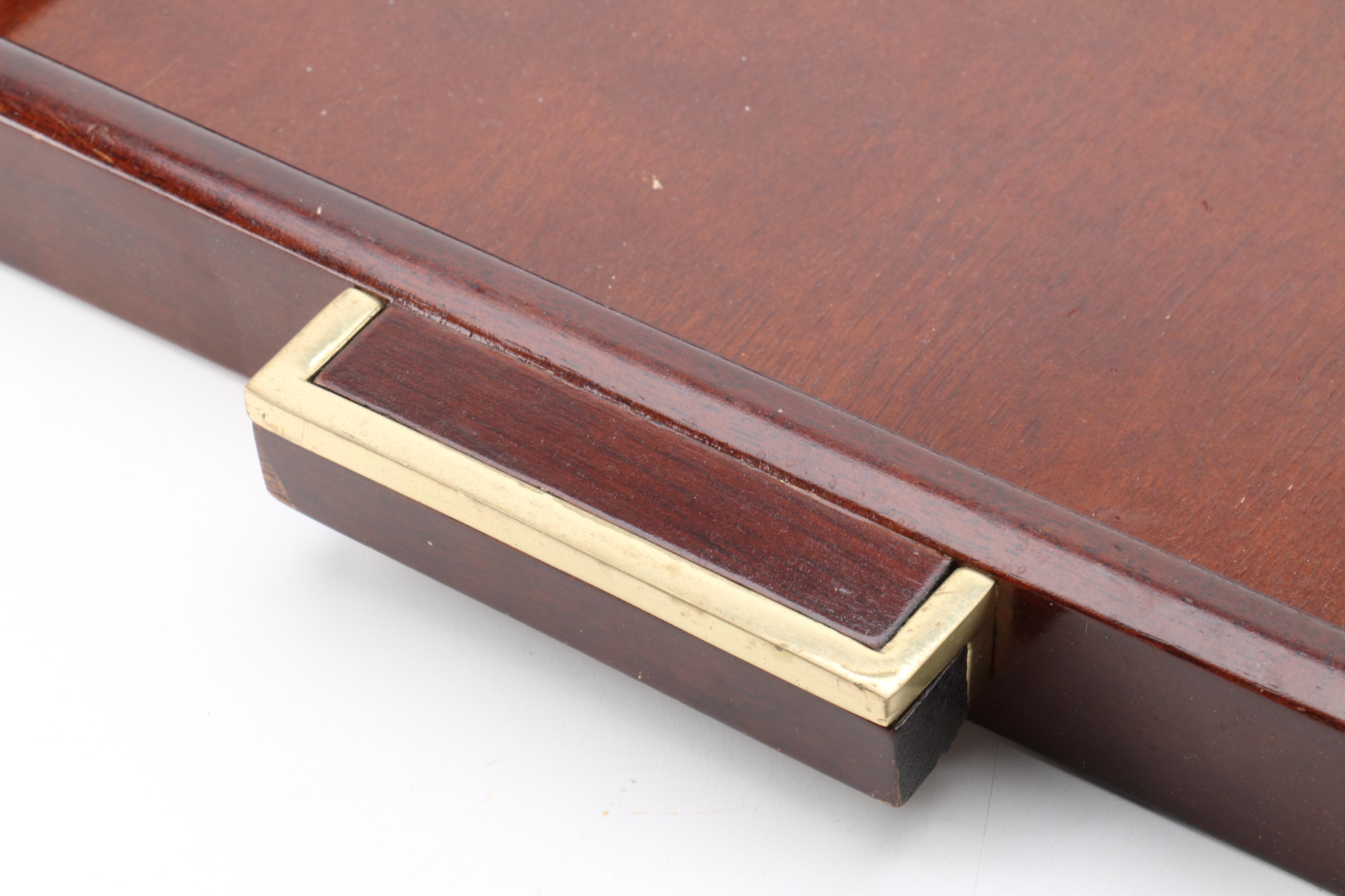 Wood and Brass Serving Tray