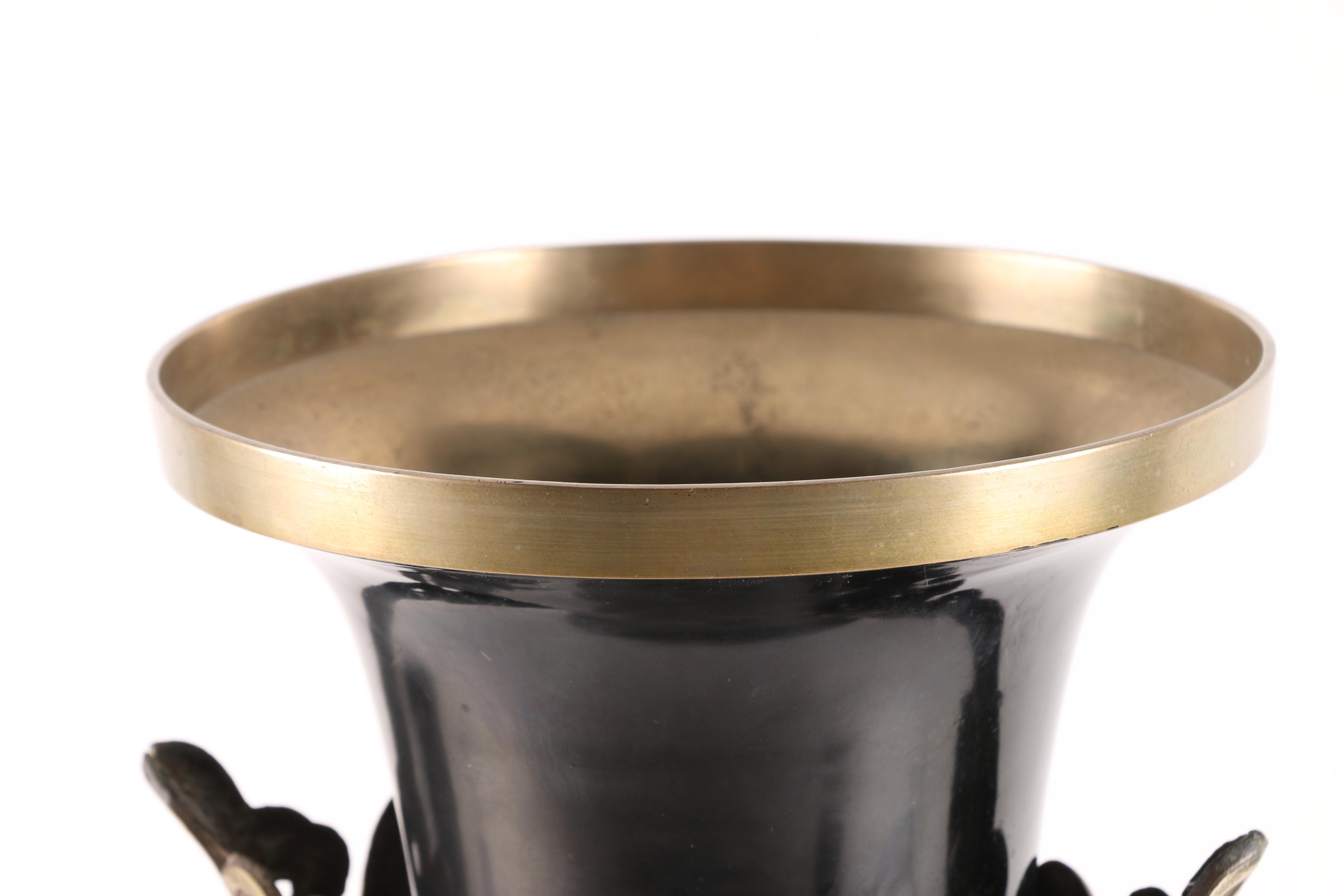 Korean Peacock Themed Enameled Brass Vase