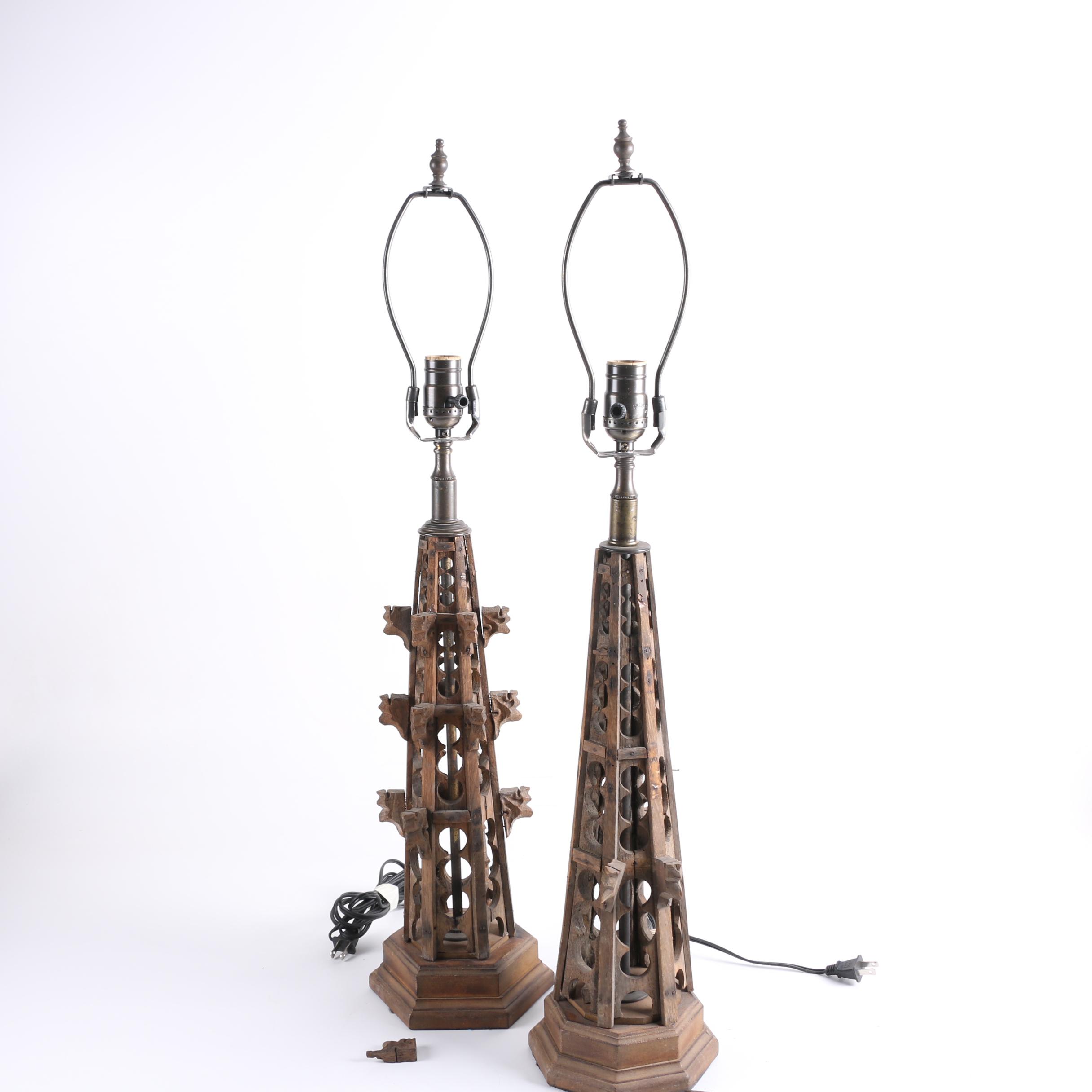 Two Wooden Table Lamps