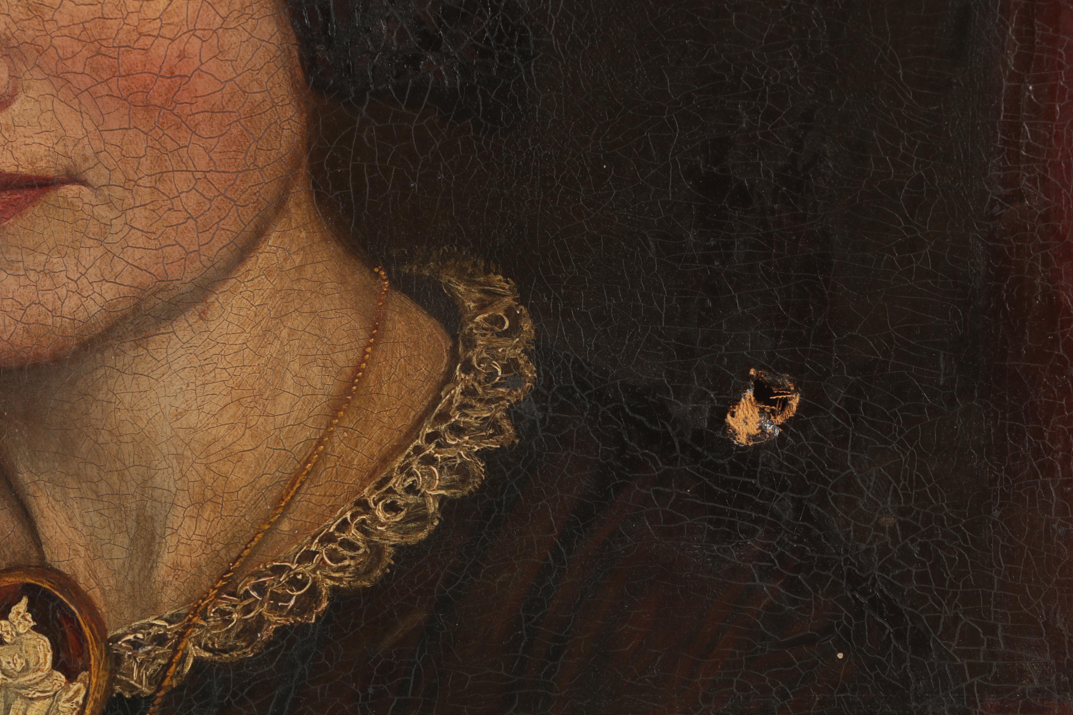 Antique Mid-19th-Century Oil Portrait of a Woman