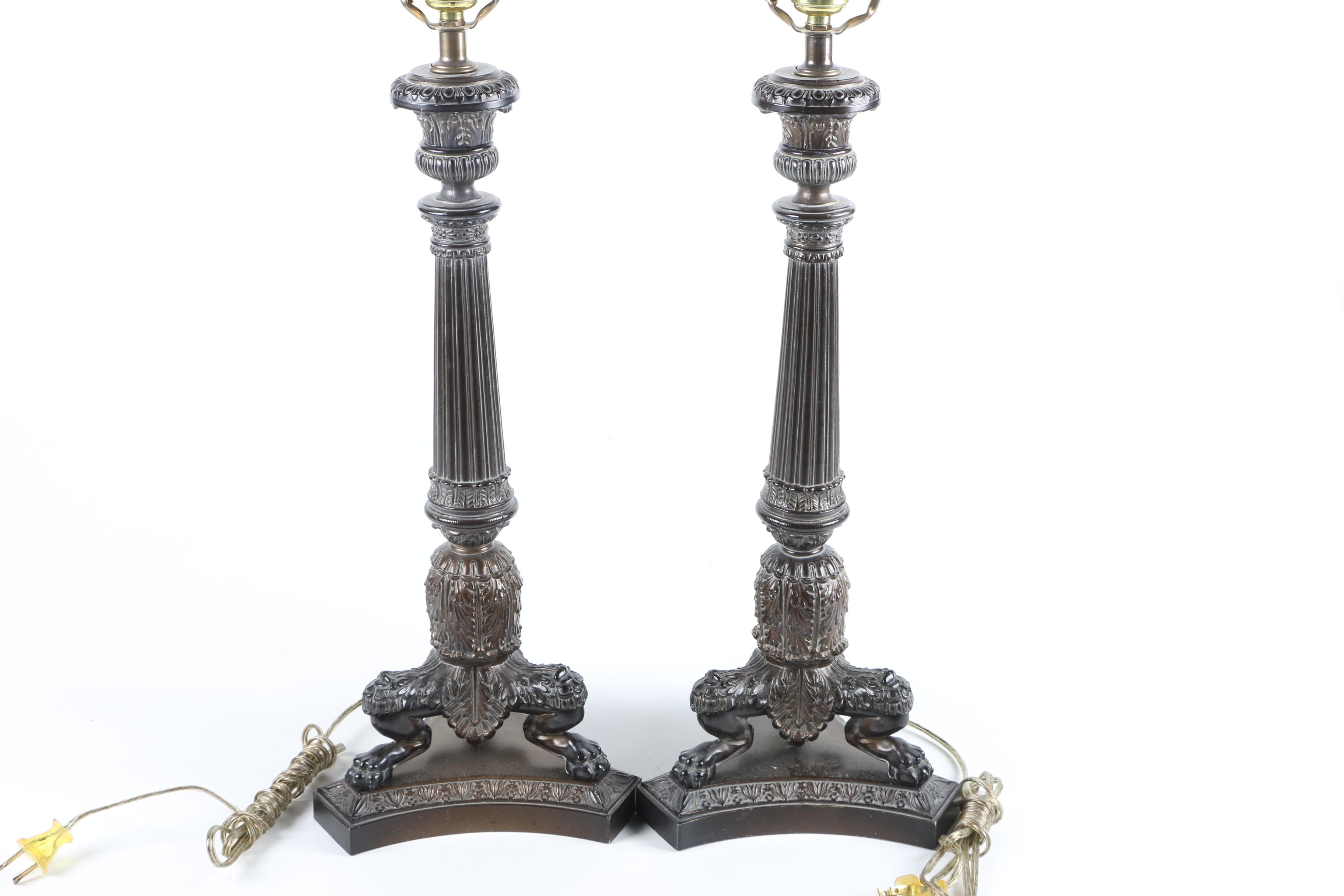 Two Ornate Bronze Table Lamps