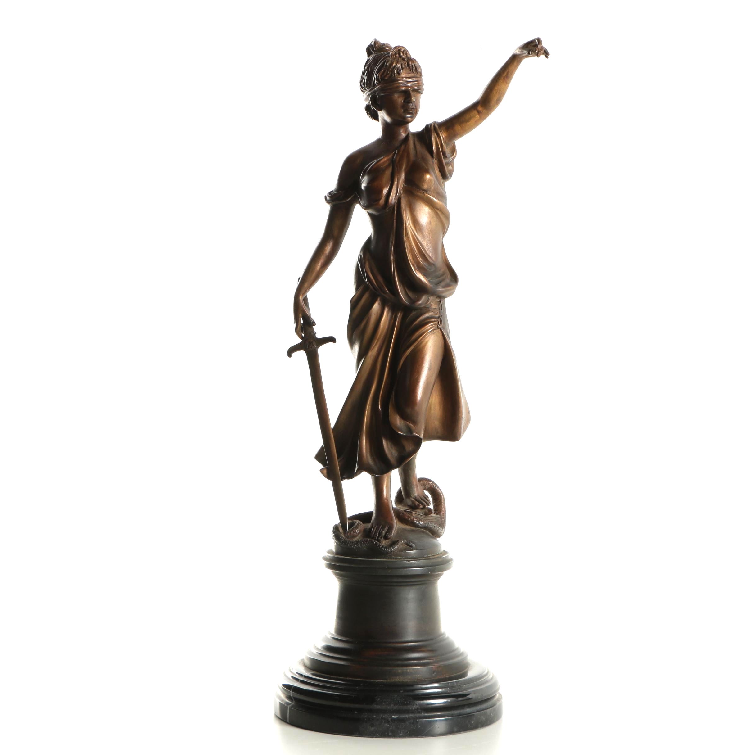 Brass Sculpture of Lady Justice