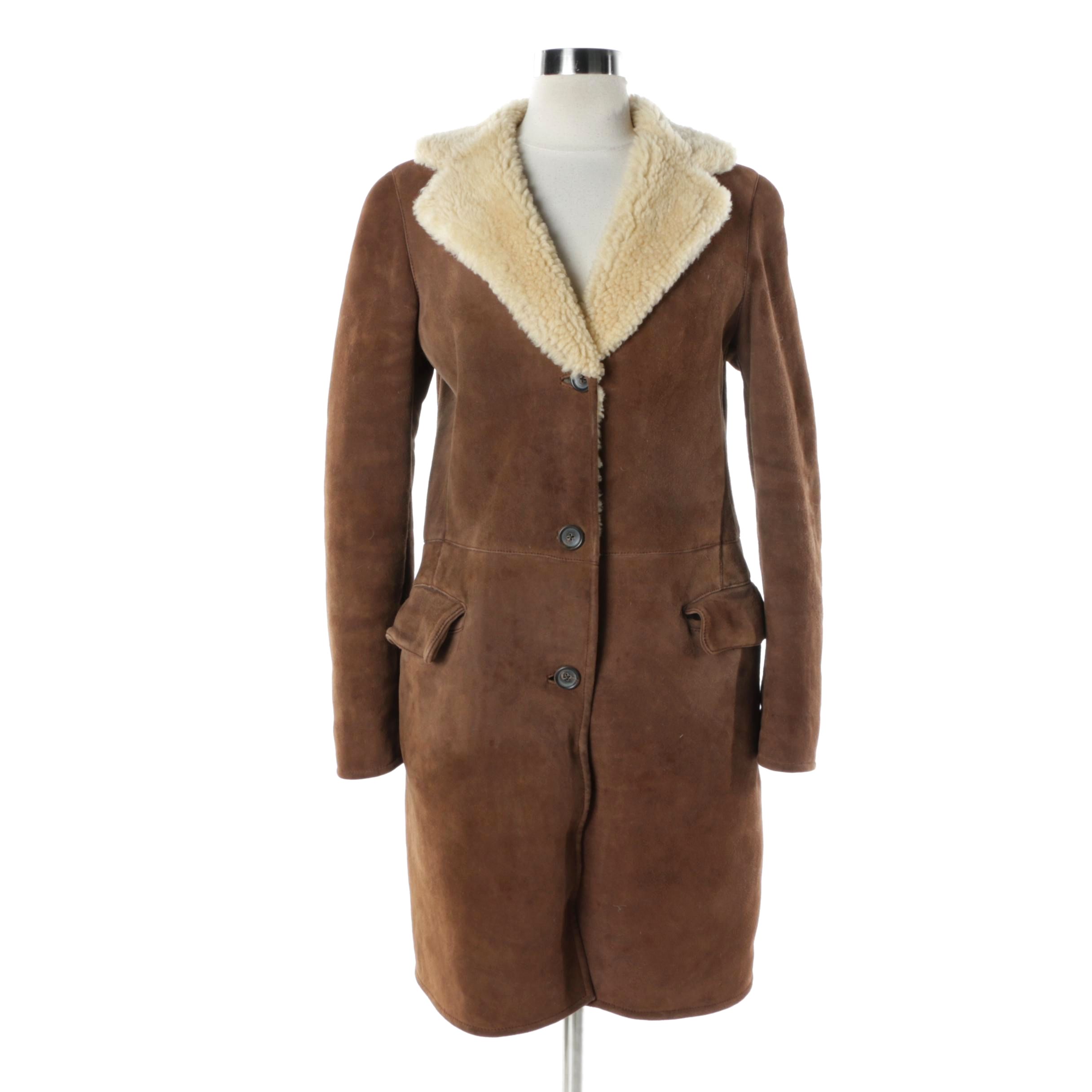 **REWORK**Women's Jil Sander Brown Shearling Coat