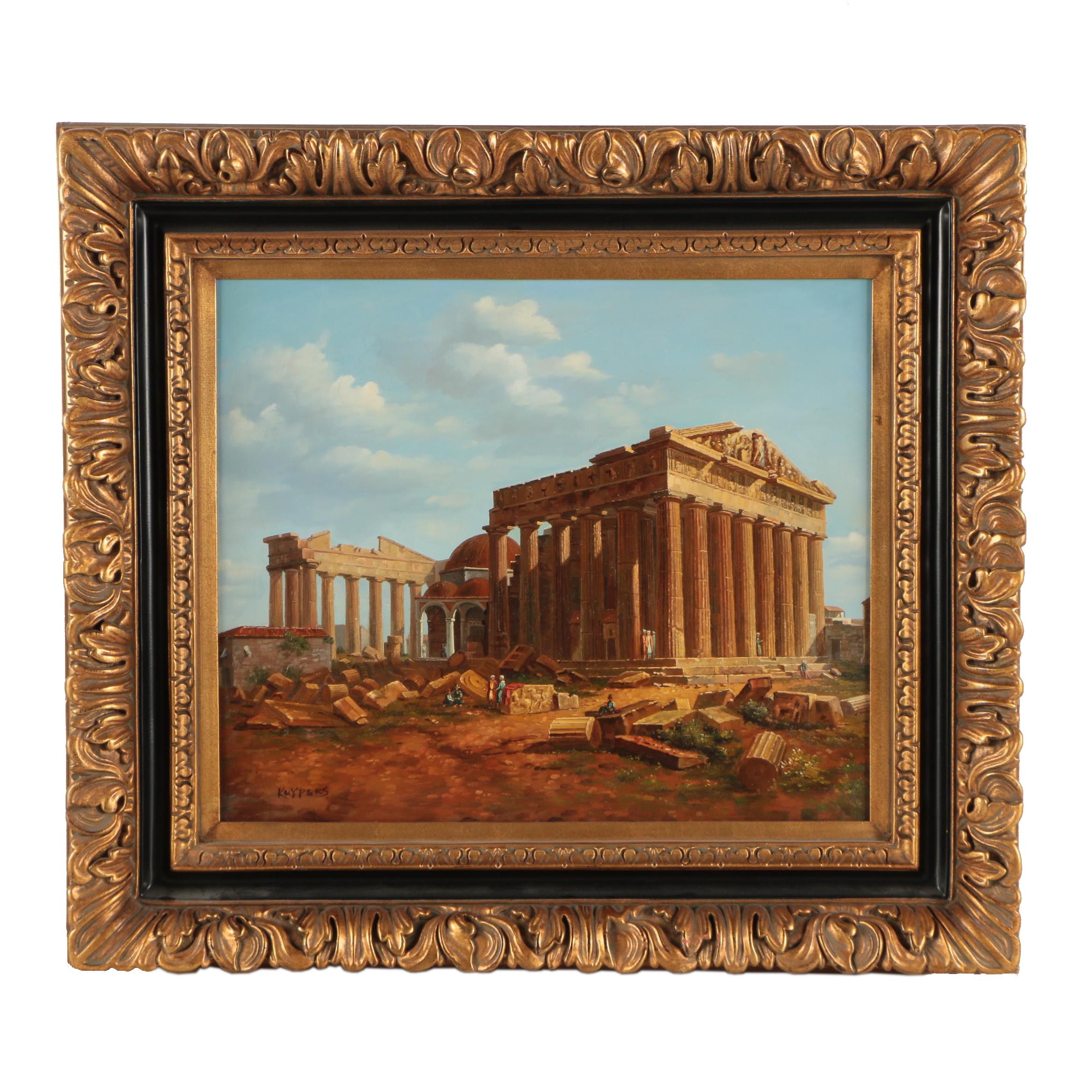 Kuypers Oil Painting After Lancelot-Théodore Turpin de Crissé "The Acropolis"