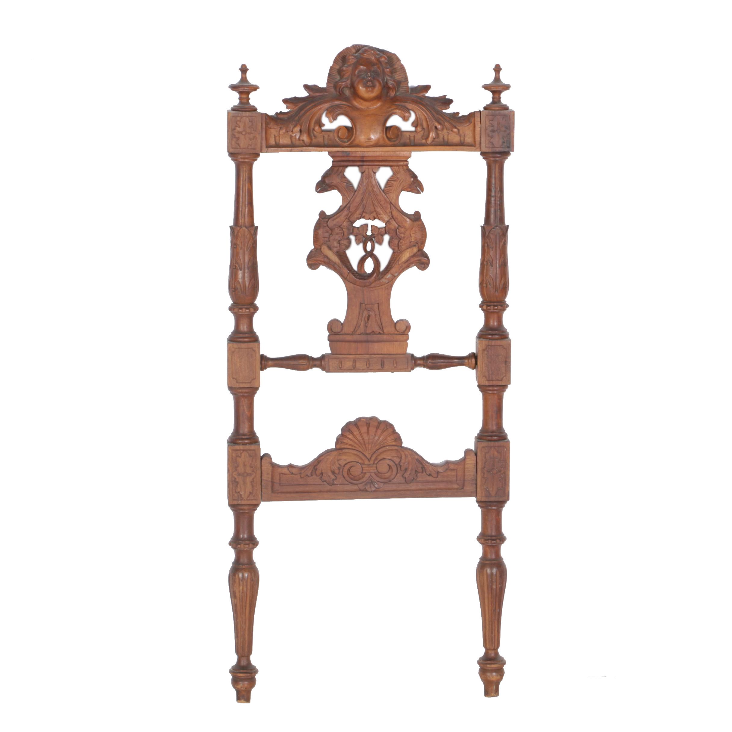 Antique French Renaissance Revival Walnut Chair Back Wall Hanging