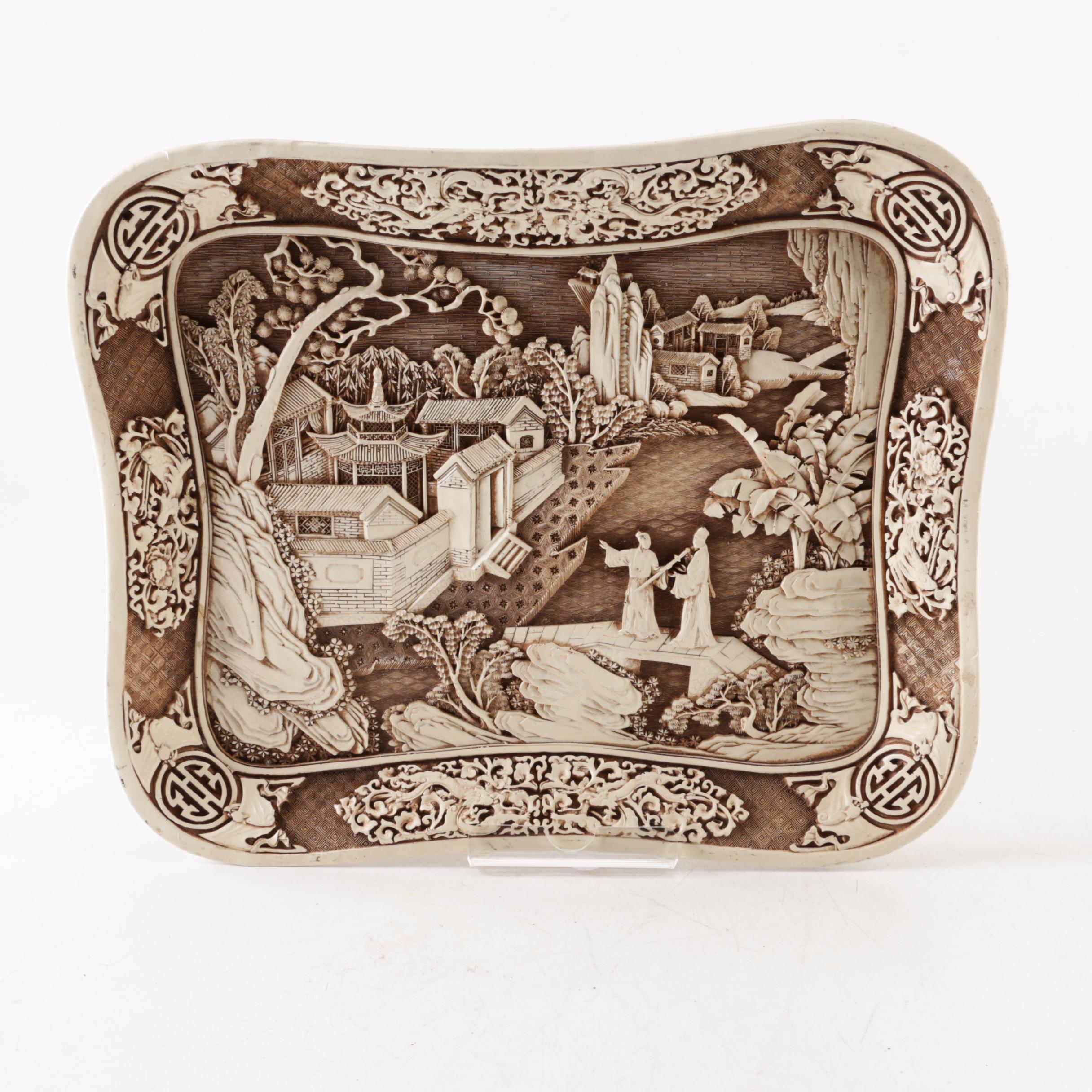 Arnart Imports "Ivory Dynasty" Resin Tray, Circa 1982