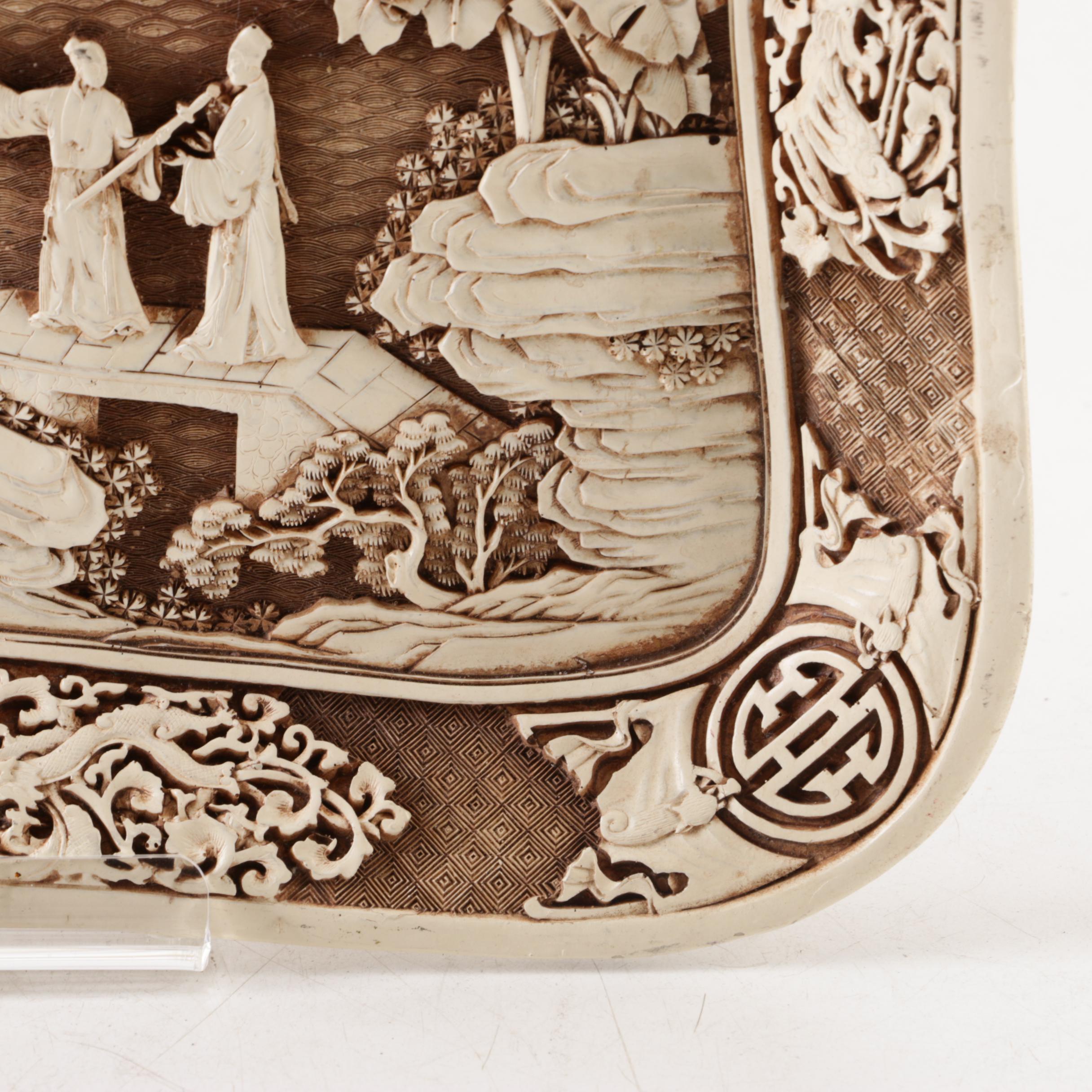 Arnart Imports "Ivory Dynasty" Resin Tray, Circa 1982