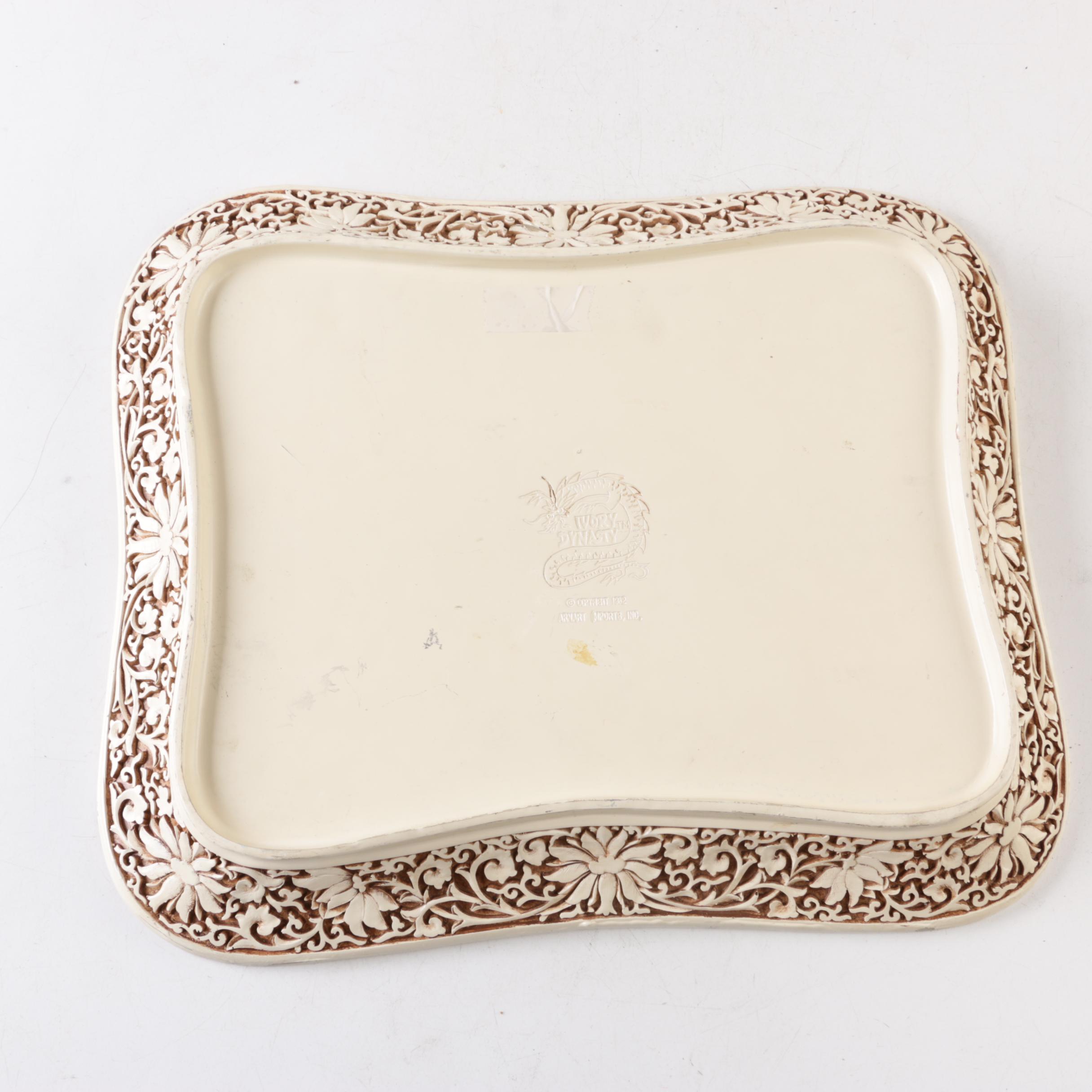 Arnart Imports "Ivory Dynasty" Resin Tray, Circa 1982