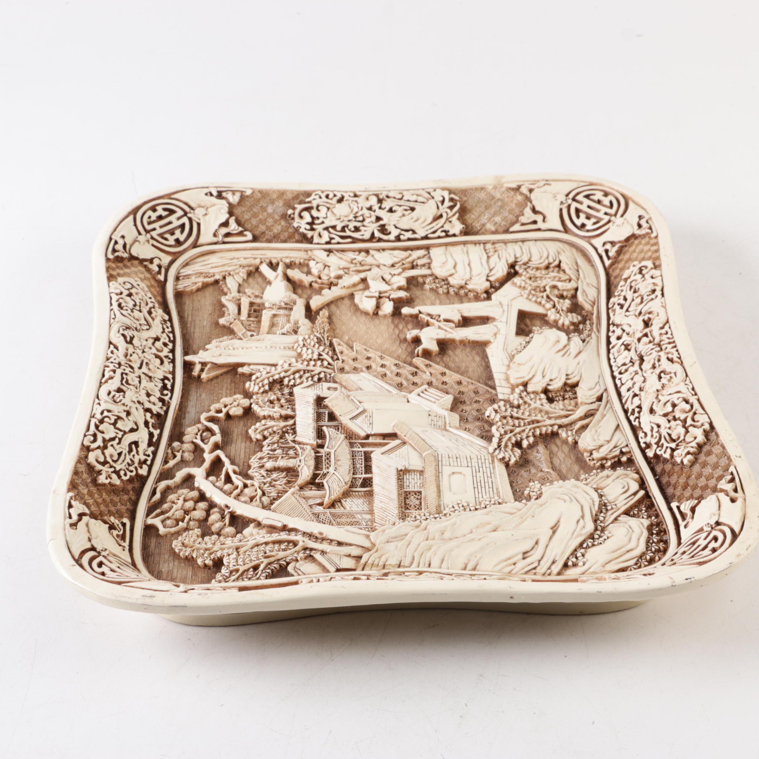 Arnart Imports "Ivory Dynasty" Resin Tray, Circa 1982