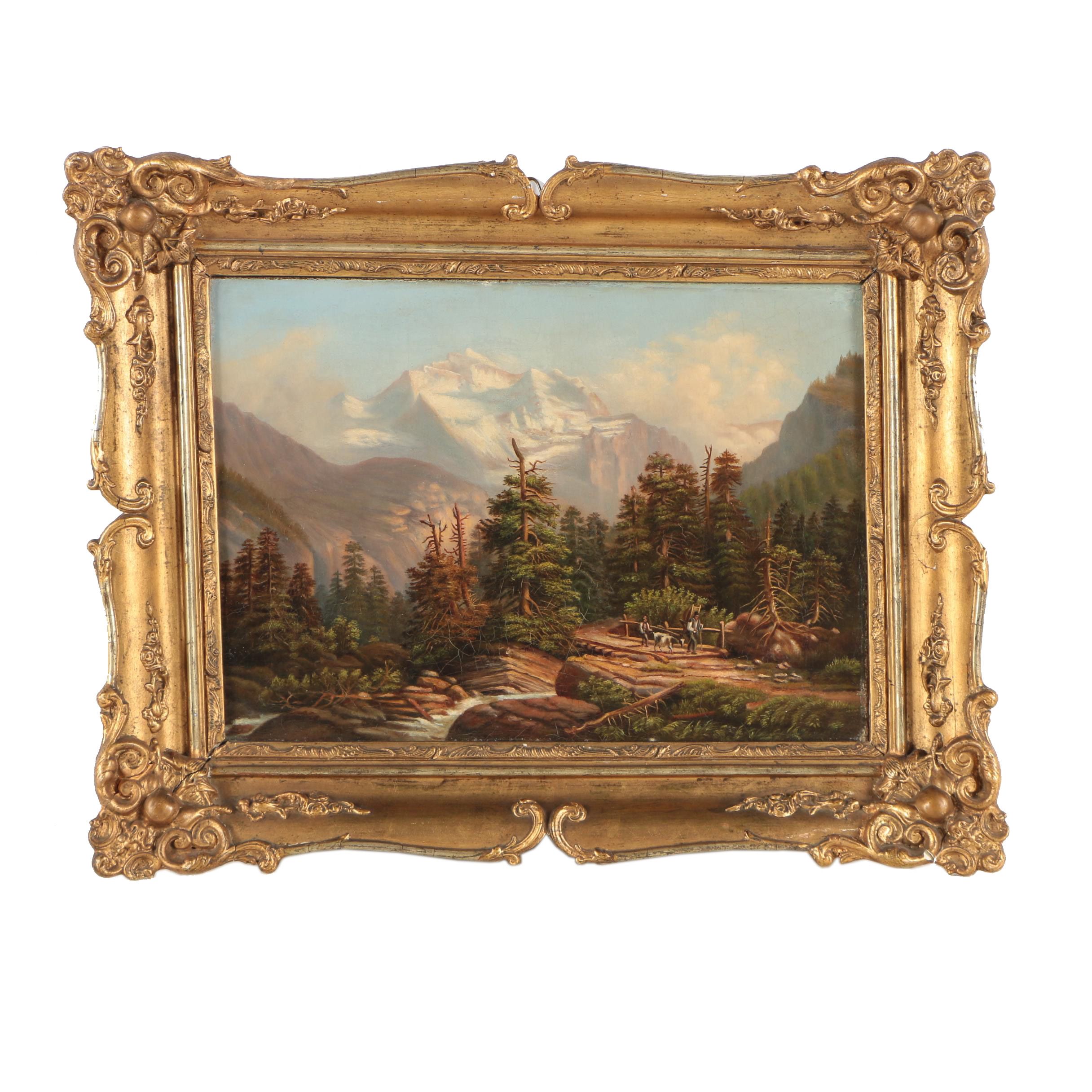 Oil Painting of a Mountainous Landscape