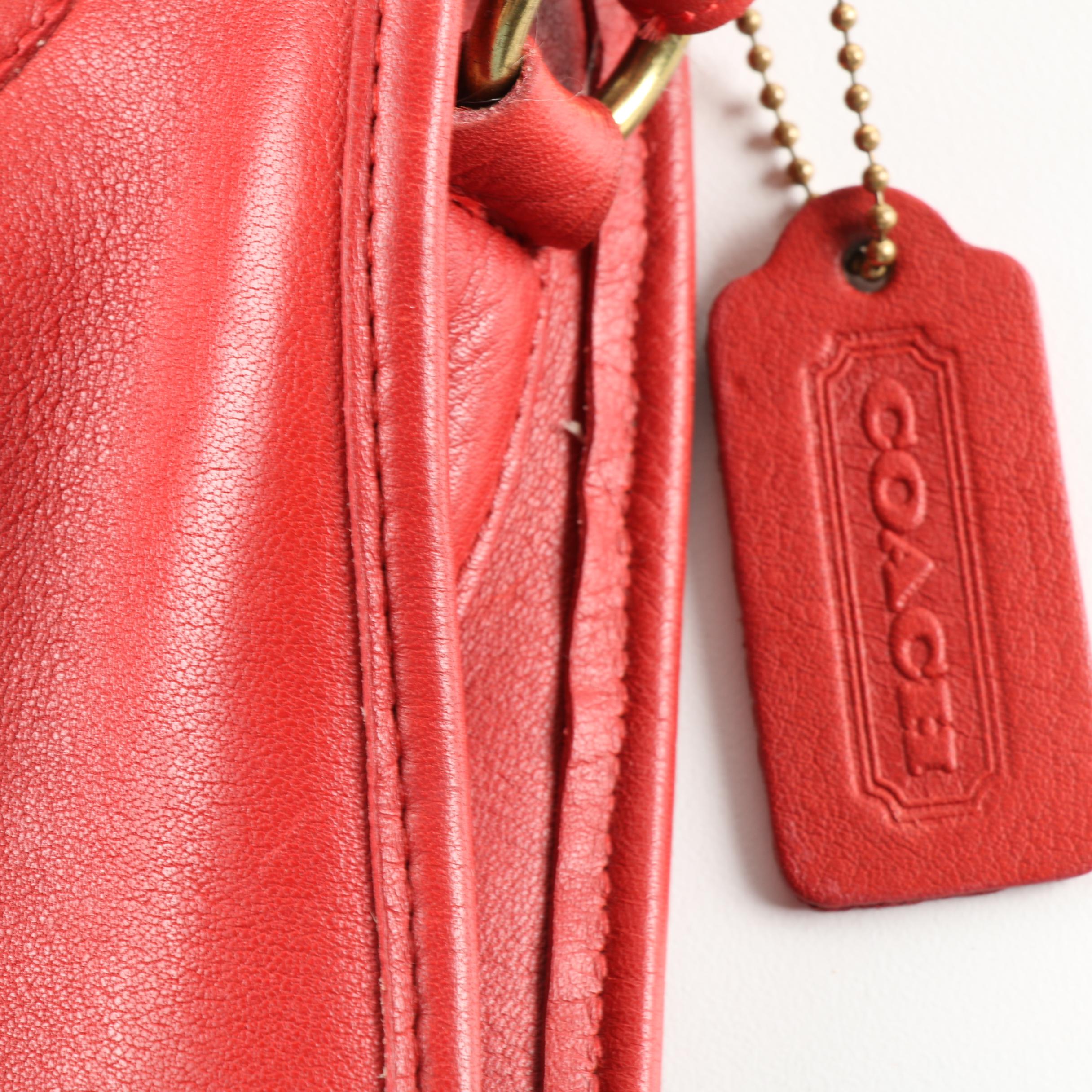 Circa 1985 Coach Red Leather Hobo Bag