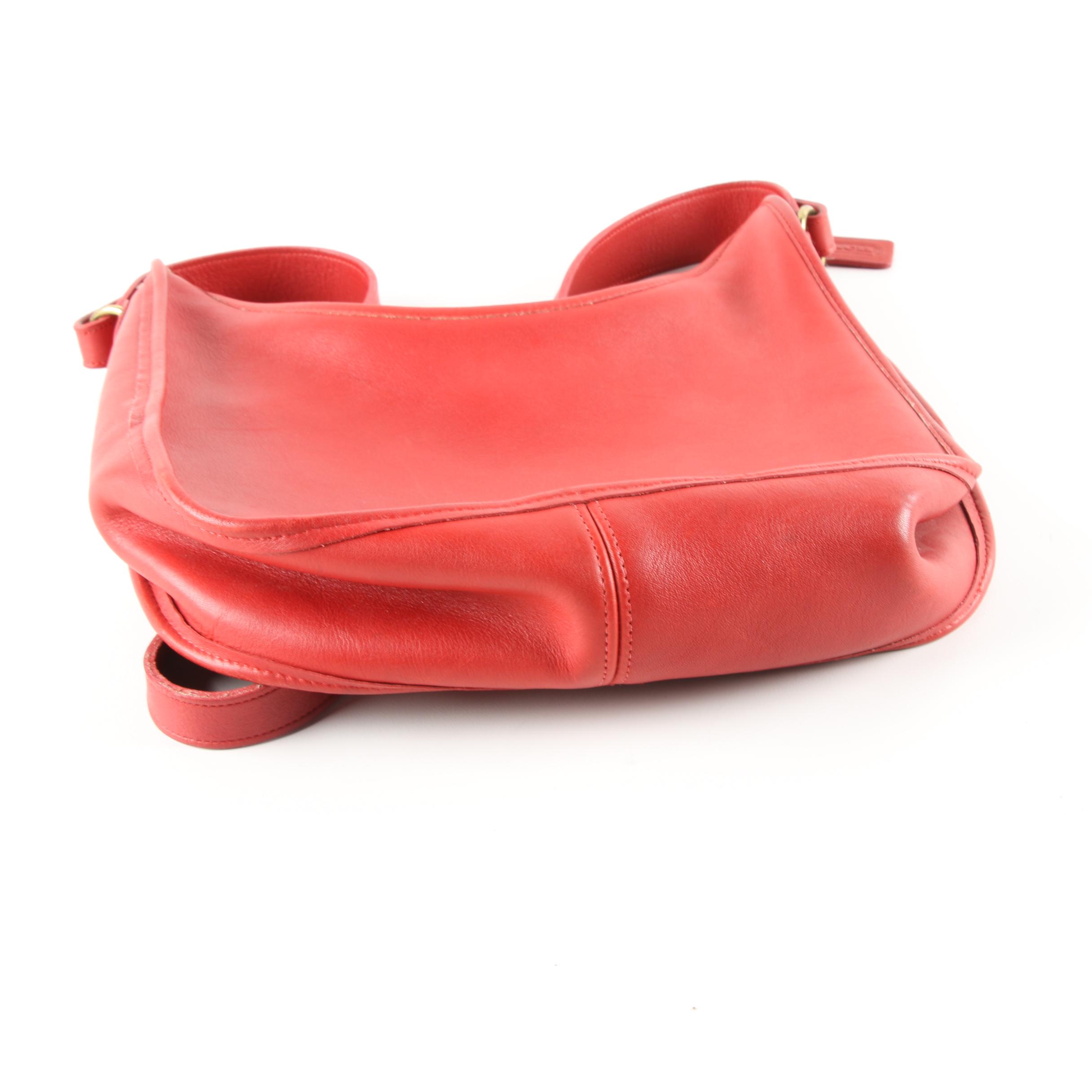 Circa 1985 Coach Red Leather Hobo Bag