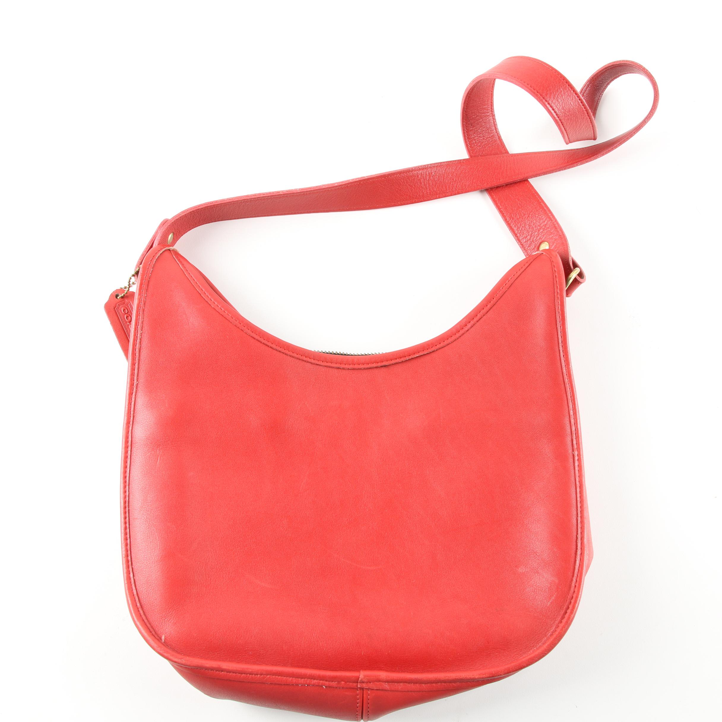 Circa 1985 Coach Red Leather Hobo Bag