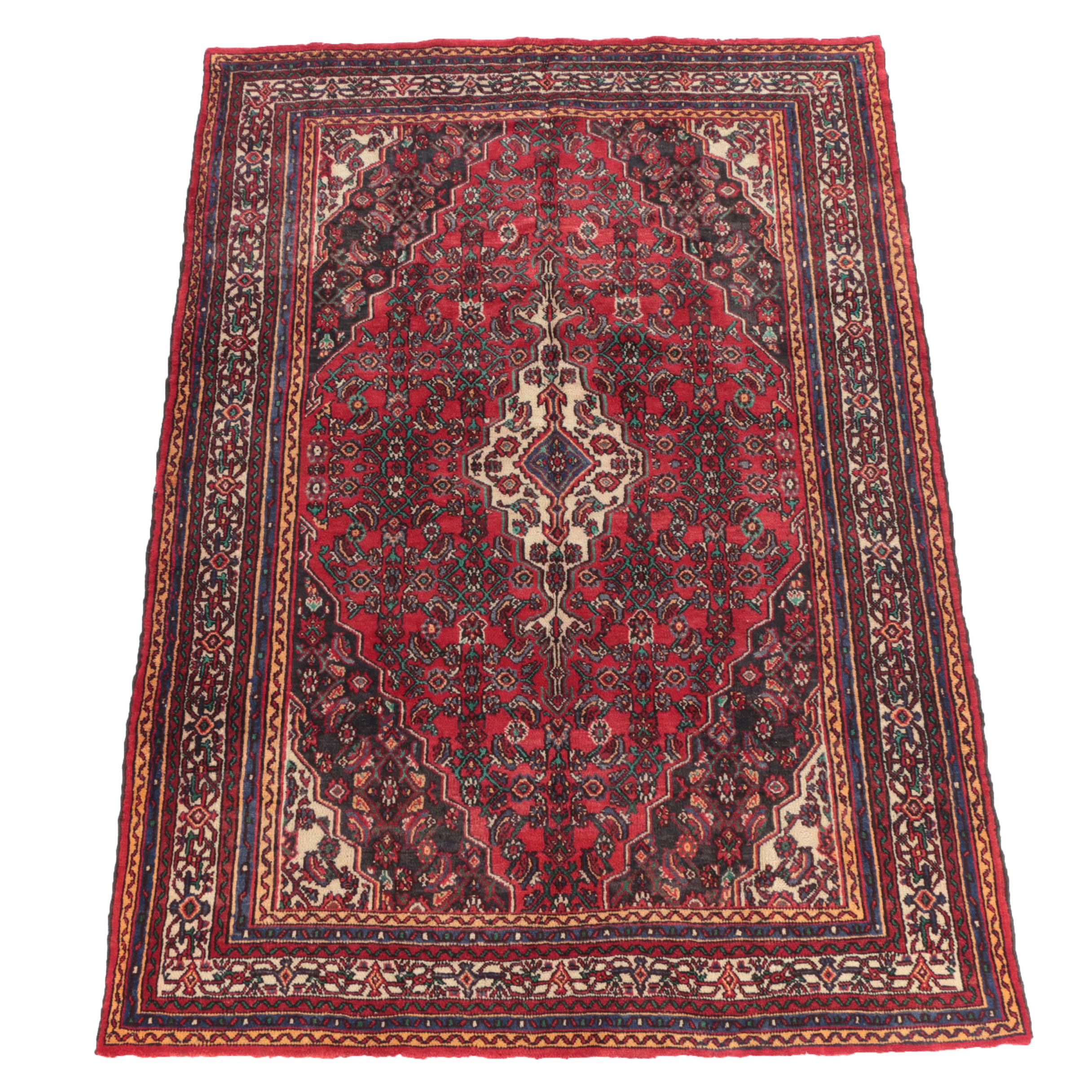 Hand-Knotted Persian Hamadan Wool Area Rug