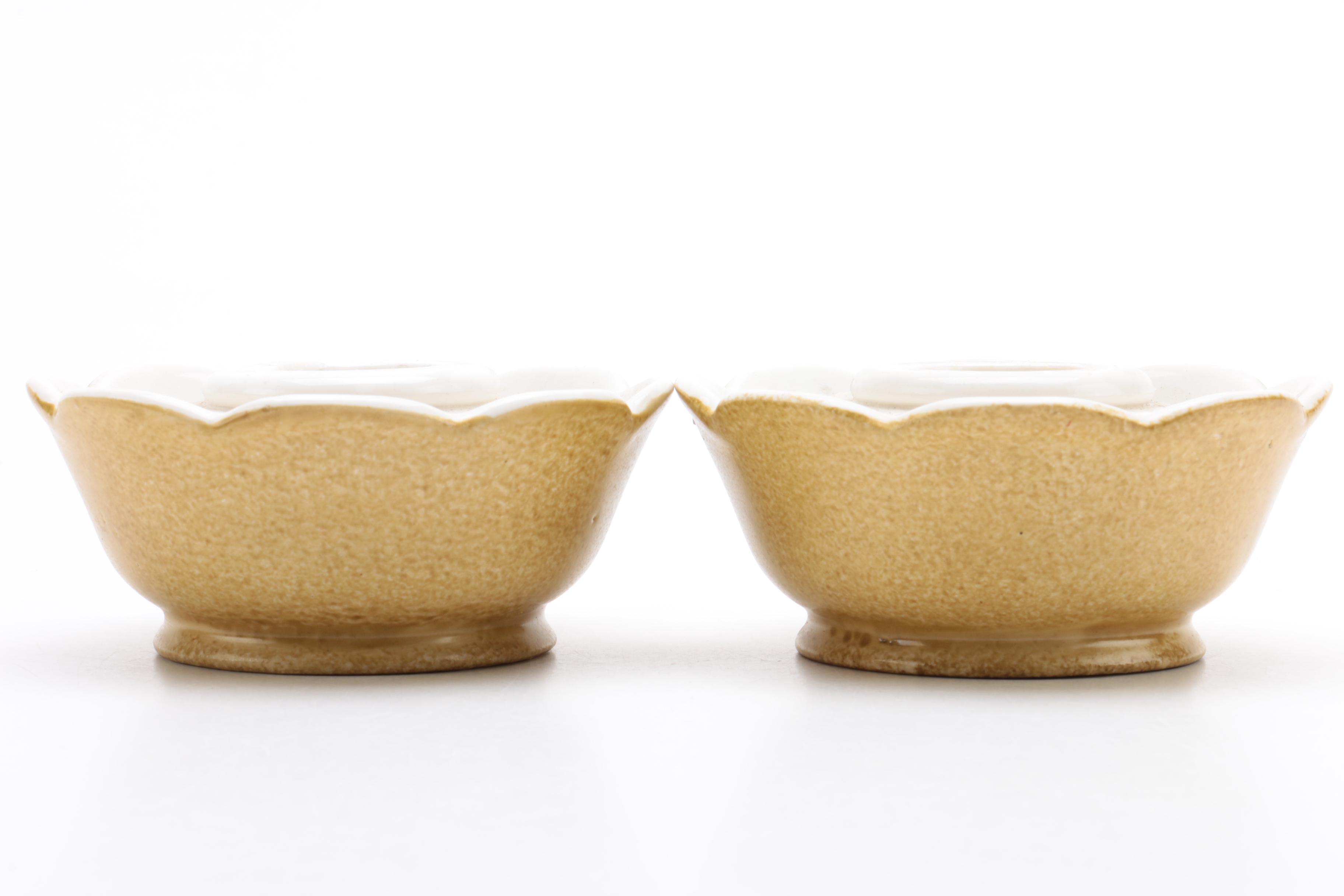 Ceramic Holt Howard Flower Frog Candle Holders